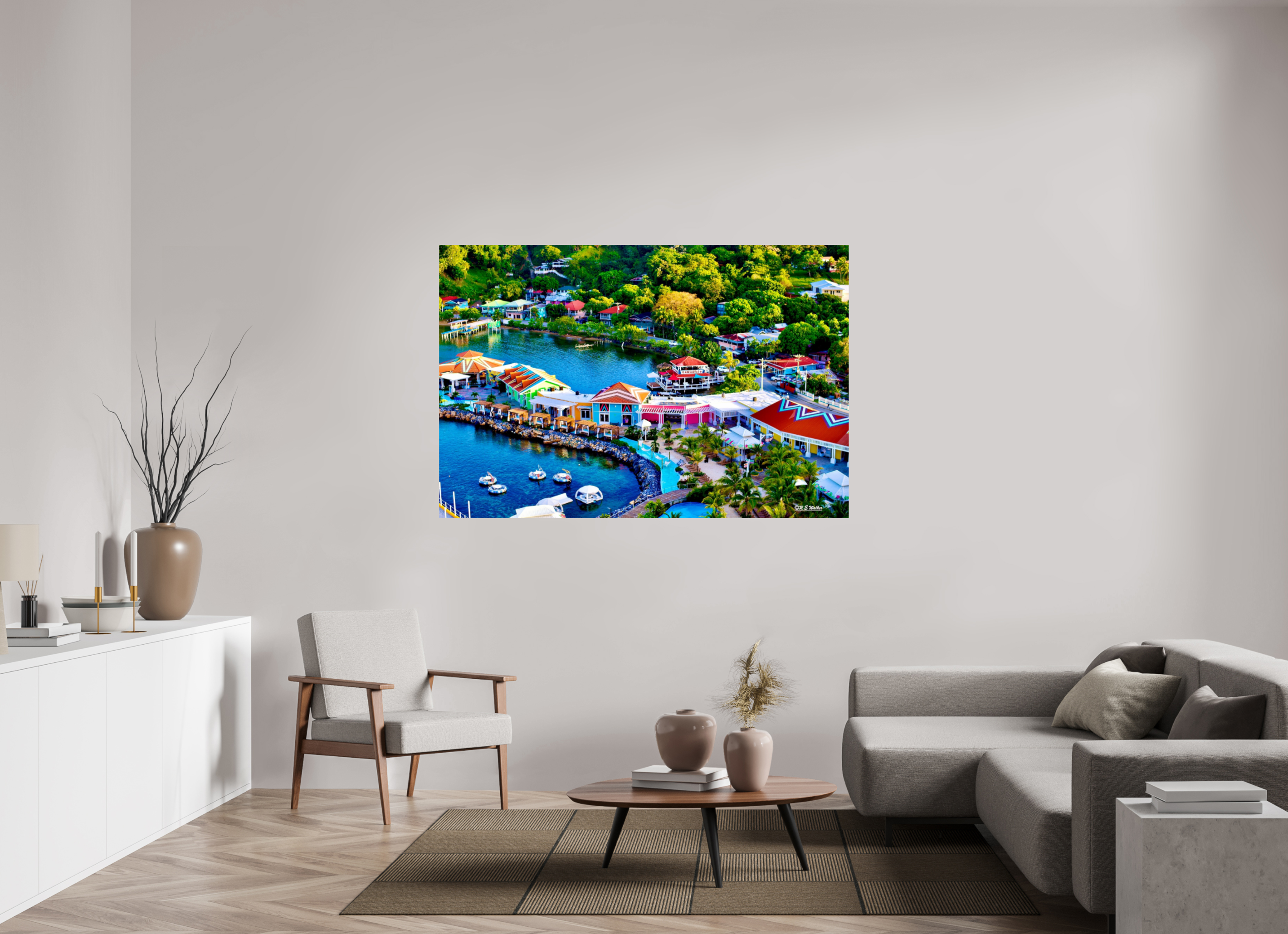 66 x 44″, Glossy Print without border Roatan Port