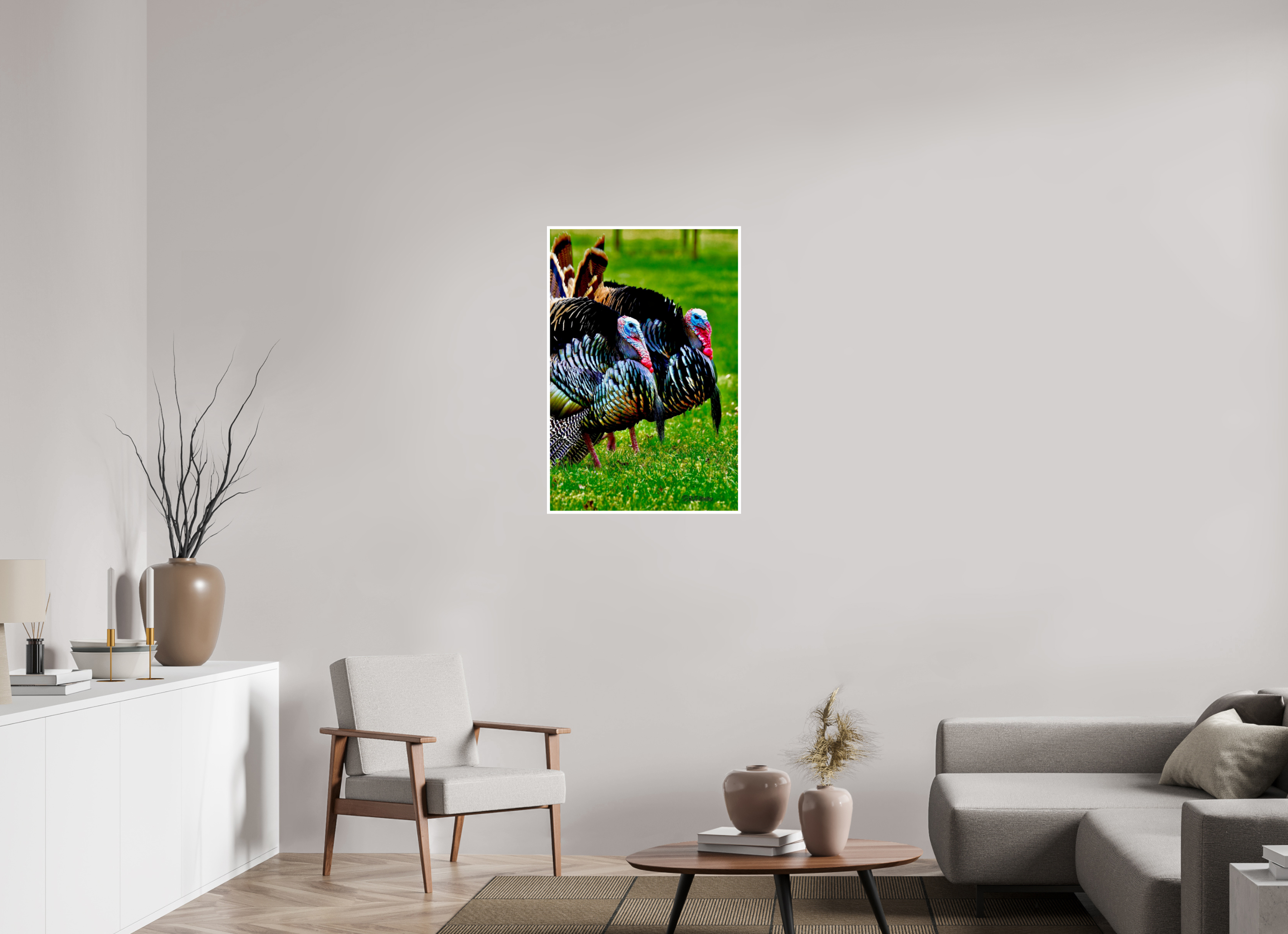 24 x 36″, Print with 0.4in white border Turkeys
