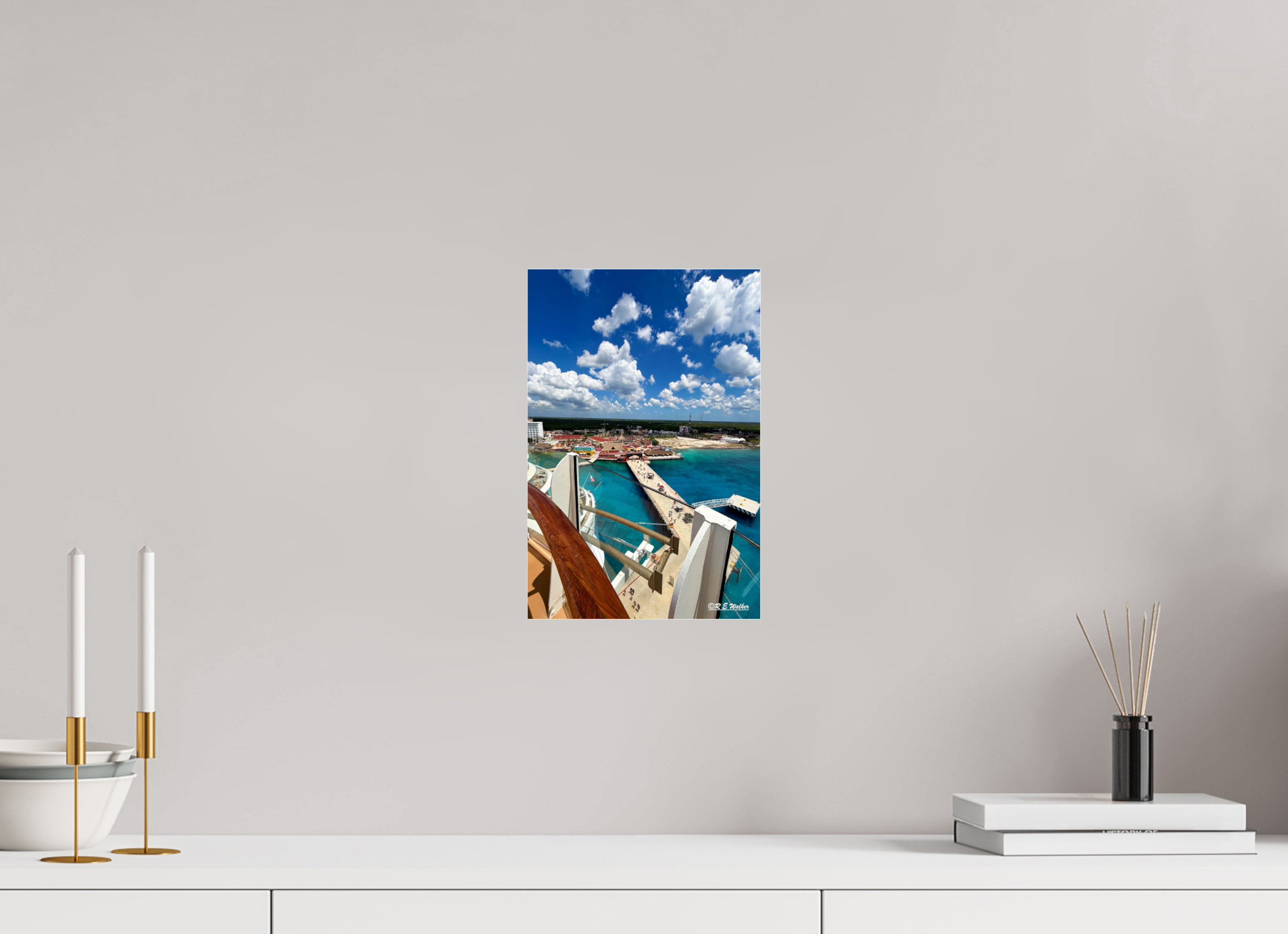 8 x 12″, acrylic-noframe-glossy Ship docked view in Cozumel