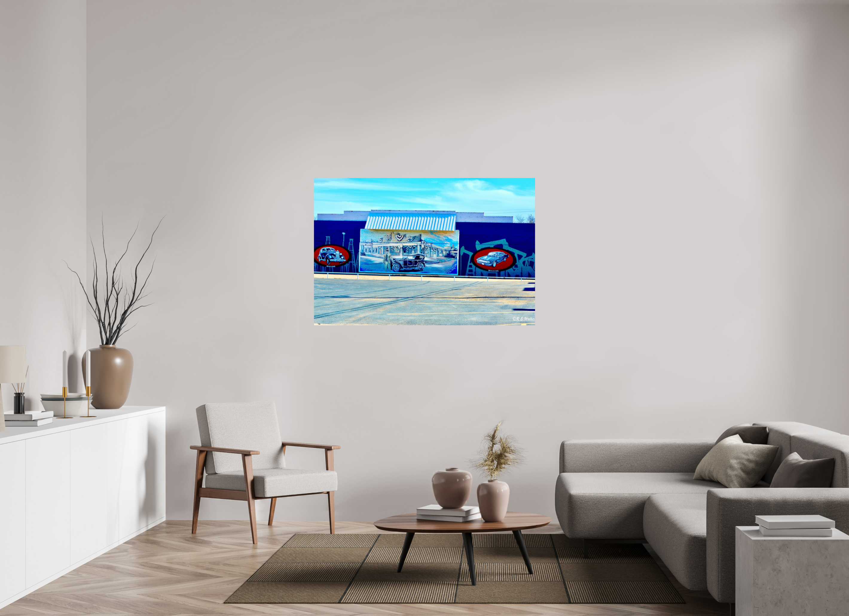 54 x 36″, Glossy Print without border Mural of Cars-Breckenridge, TX