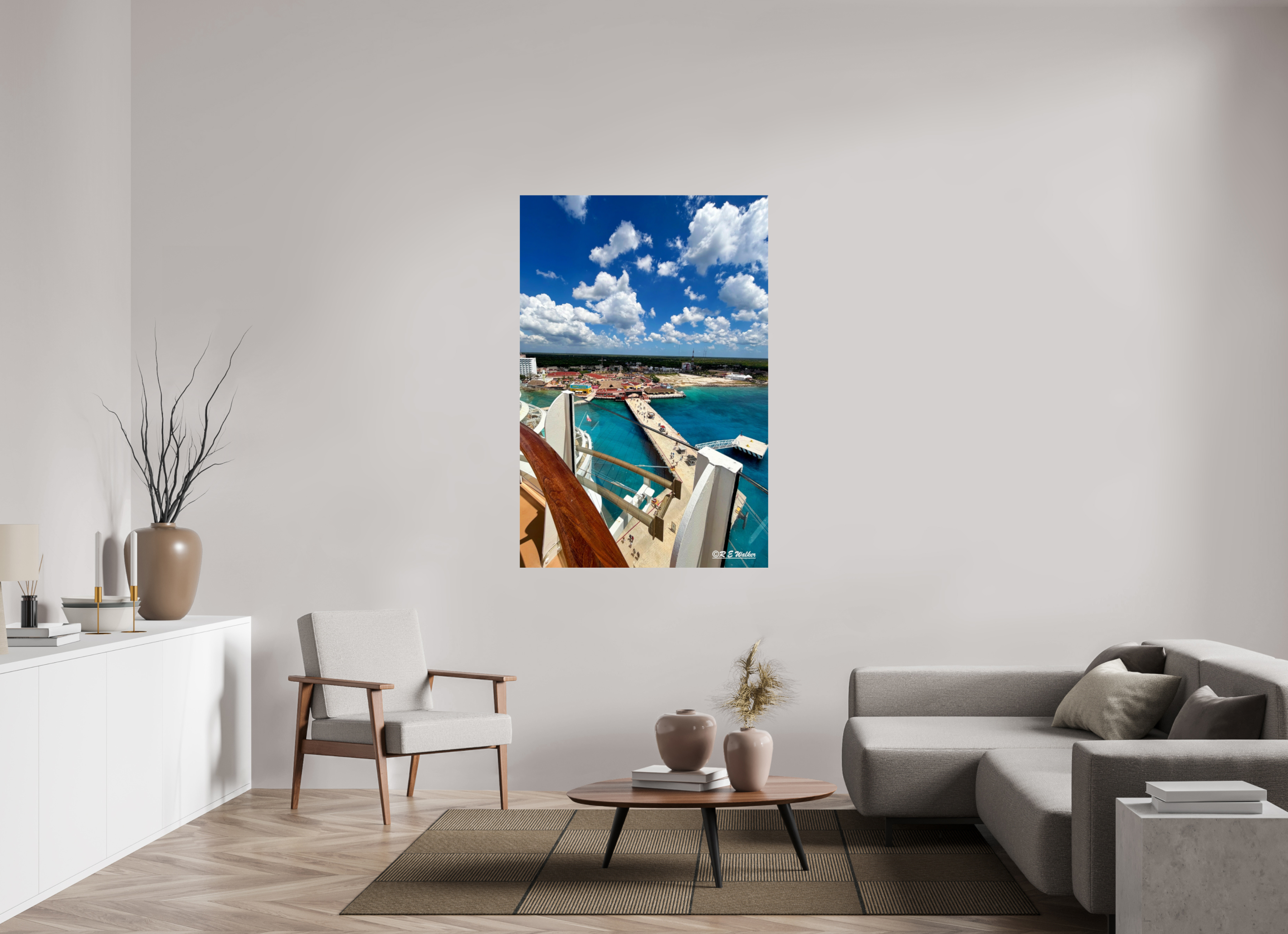 40 x 60″, Glossy Print without border Ship docked view in Cozumel