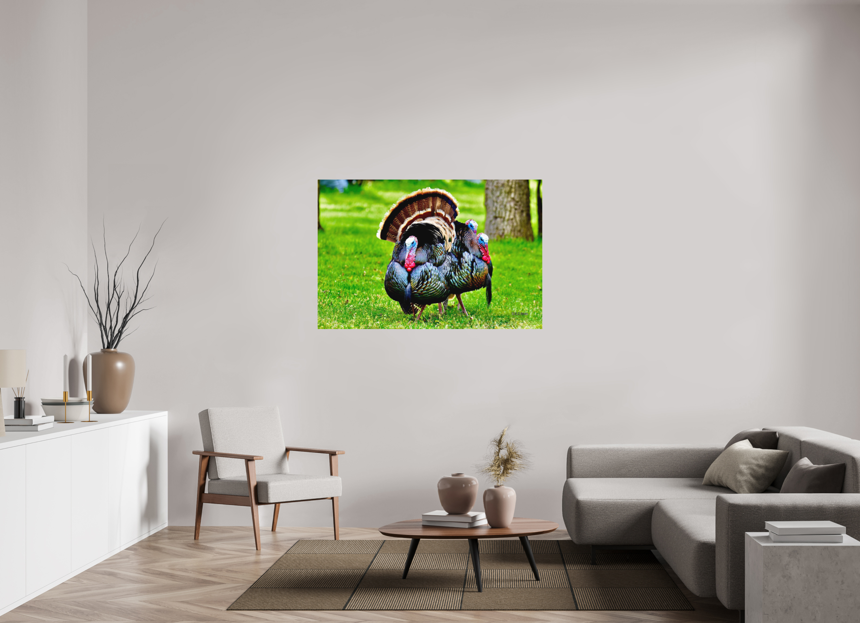 54 x 36″, Aluminum 3 gang of Turkeys