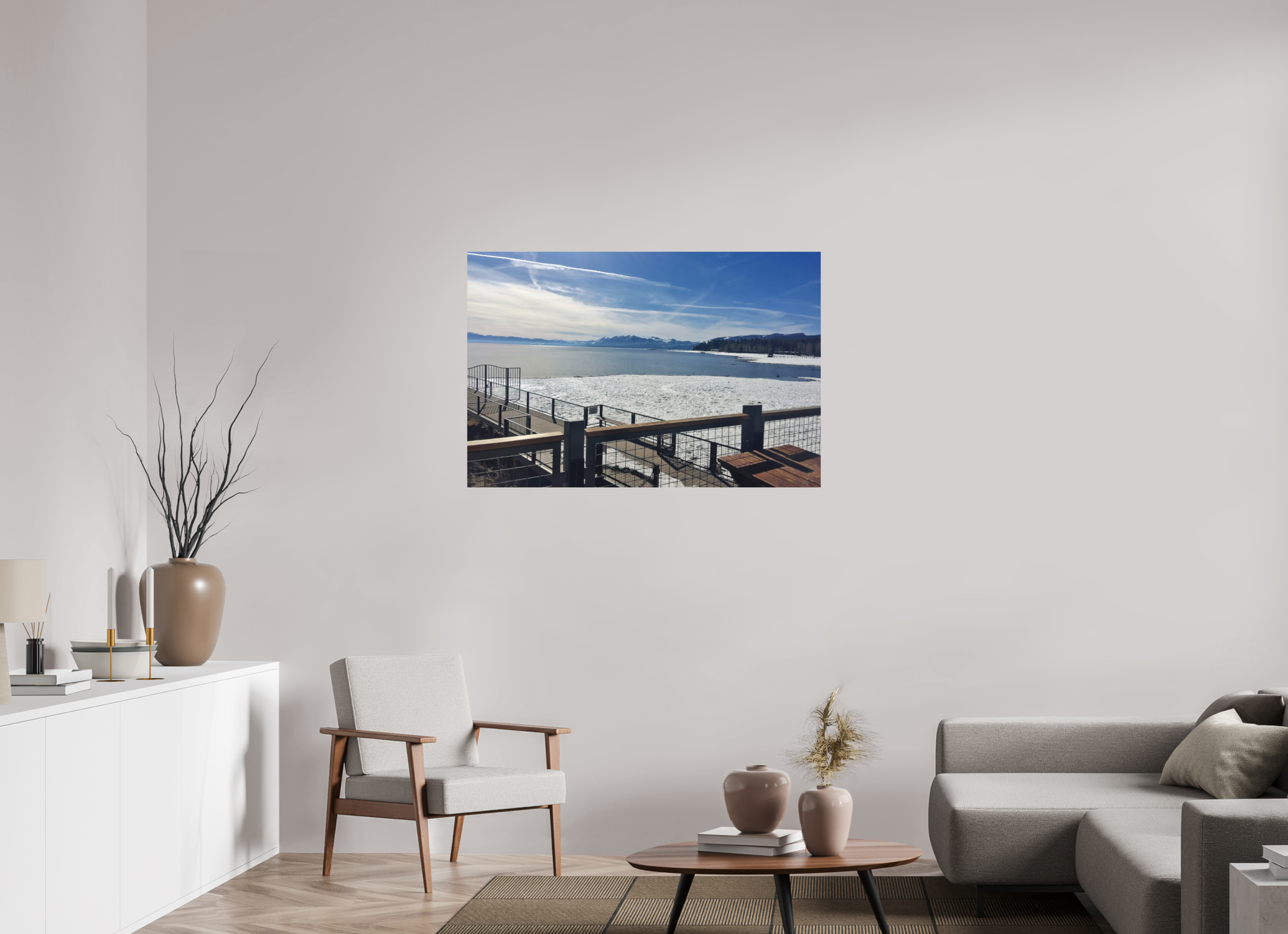 45 x 30″, Aluminum Tahoe City Lake view