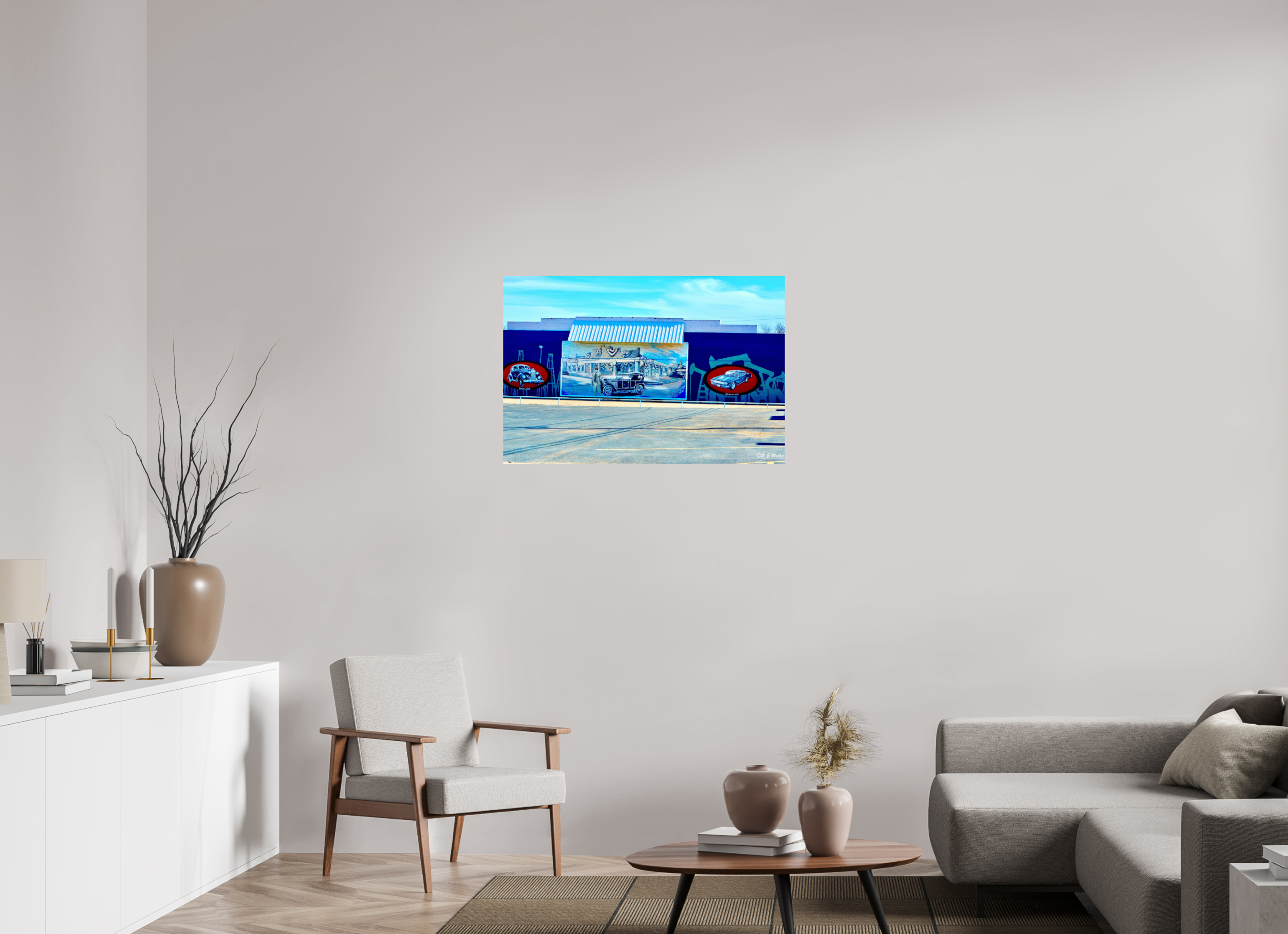 36 x 24″, Glossy Print without border Mural of Cars-Breckenridge, TX