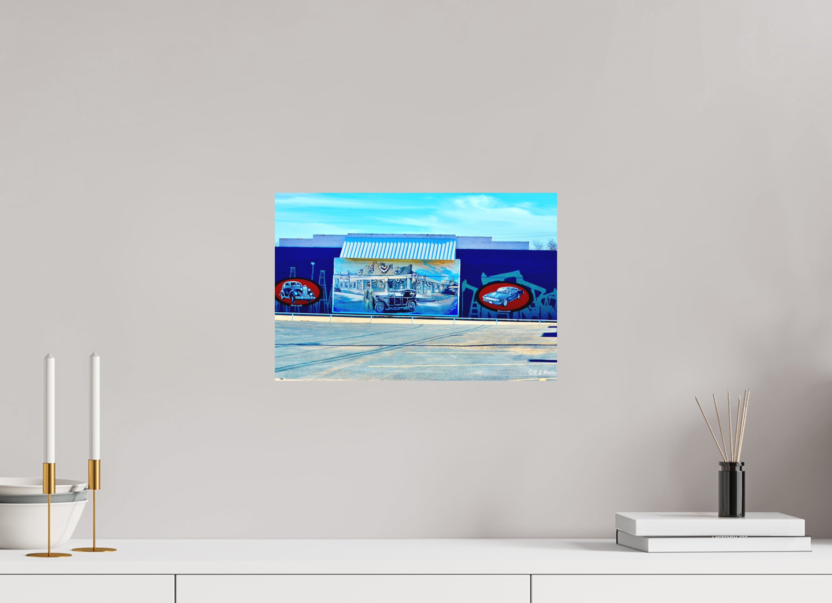 15 x 10″, Aluminum Mural of Cars-Breckenridge, TX