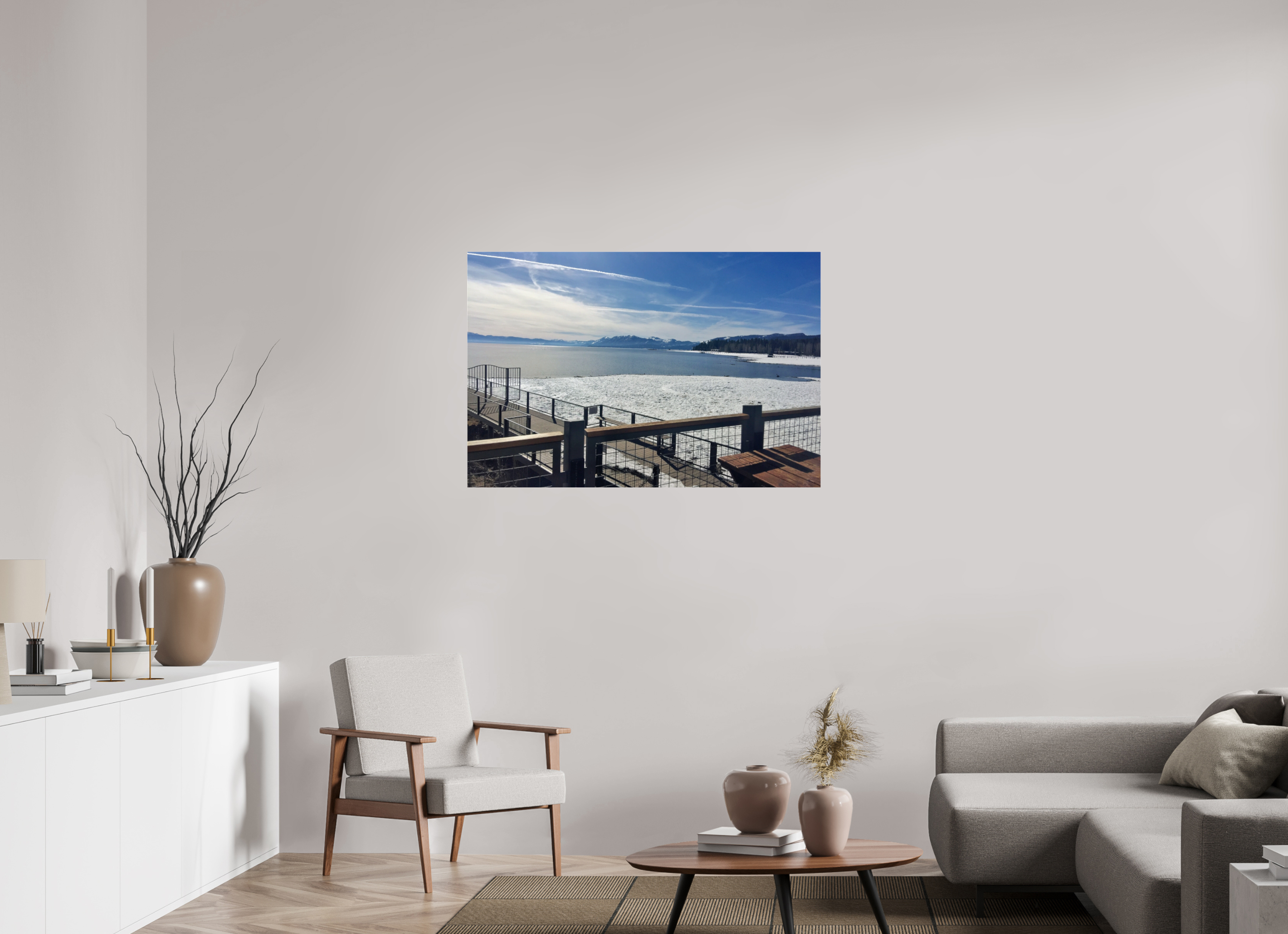45 x 30″, acrylic-noframe-glossy Tahoe City Lake view