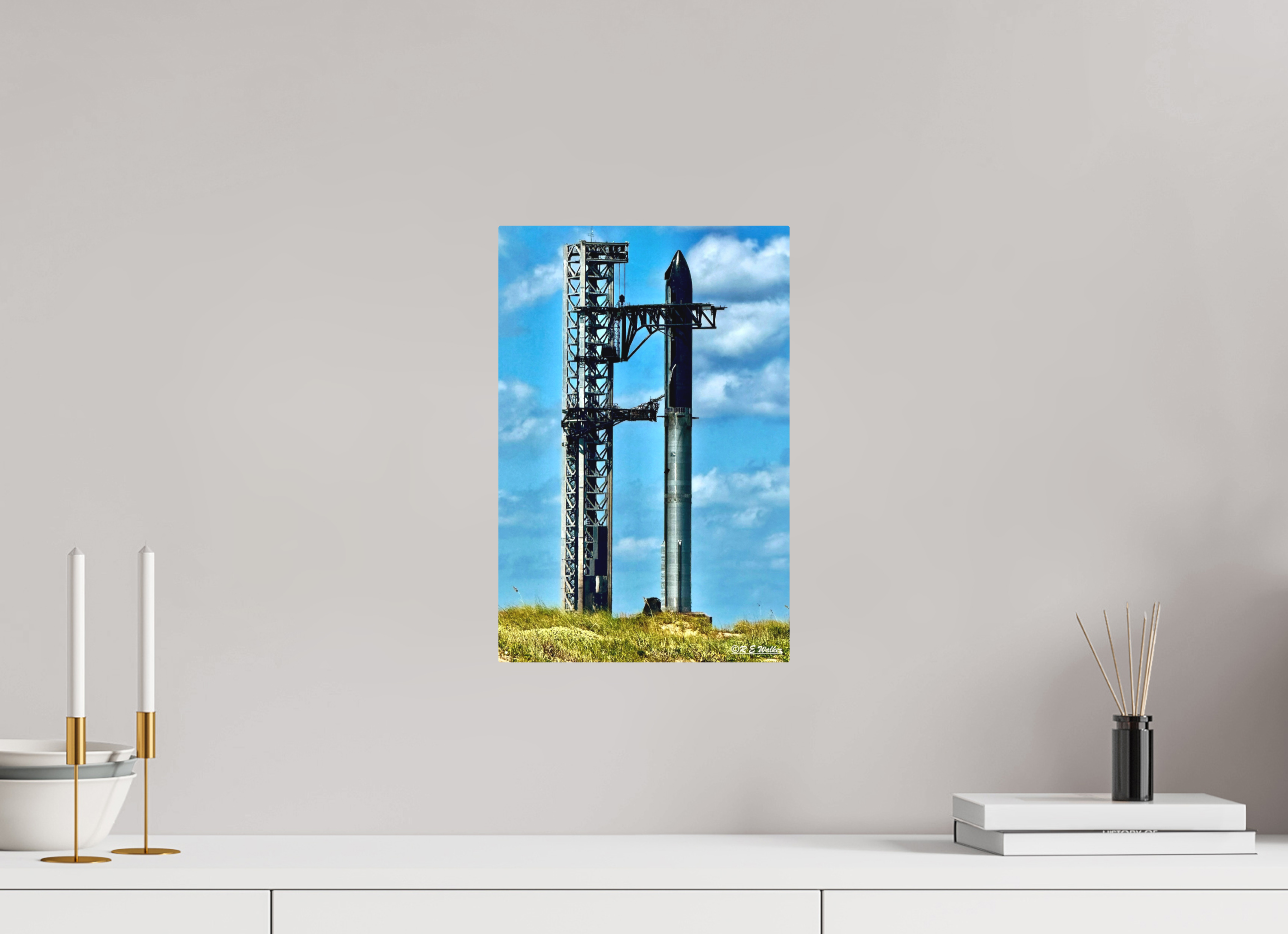 10 x 15″, Aluminum SpaceX Starship on Launchpad