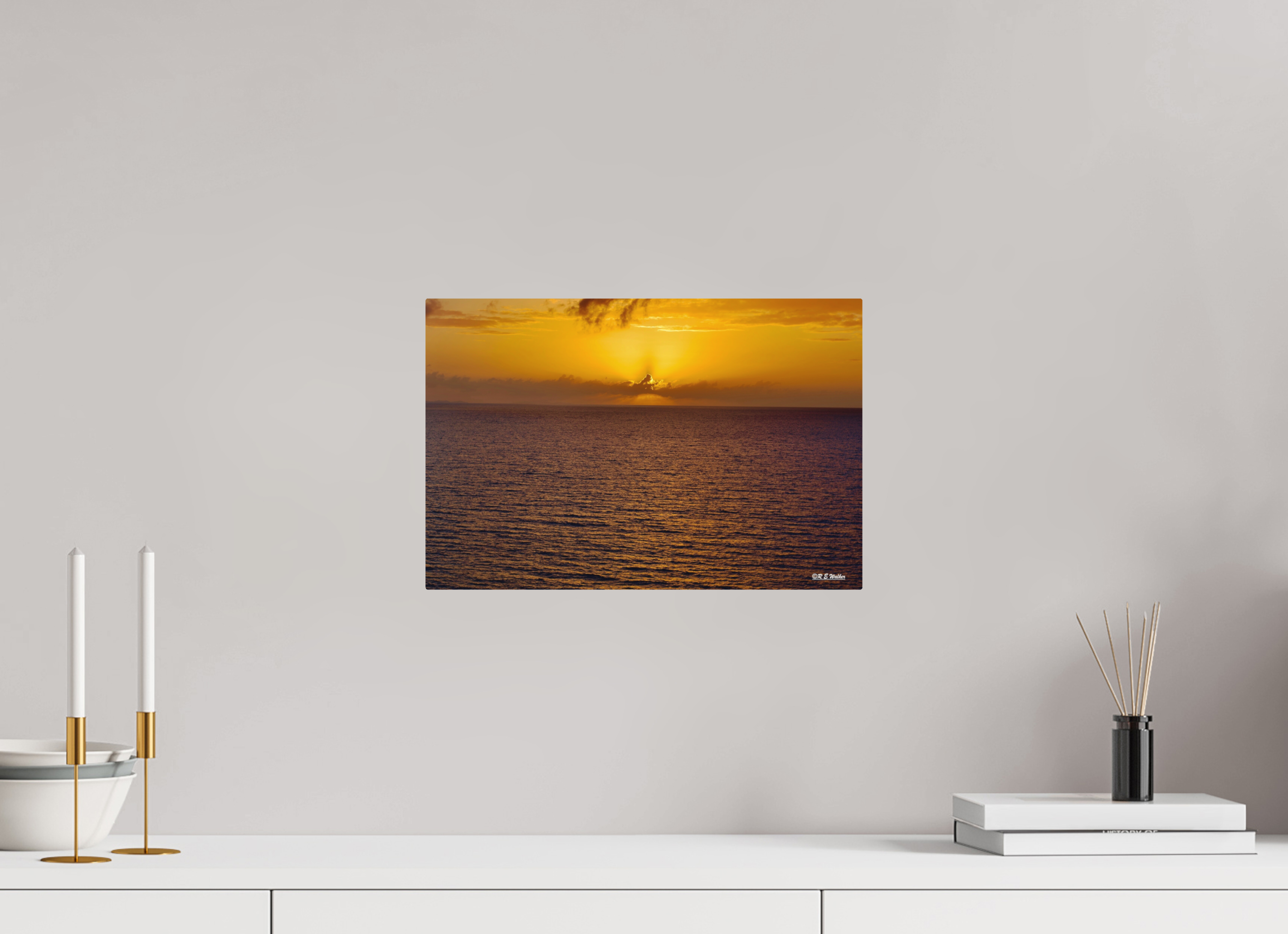 15 x 10″, Aluminum Sunset at Sea