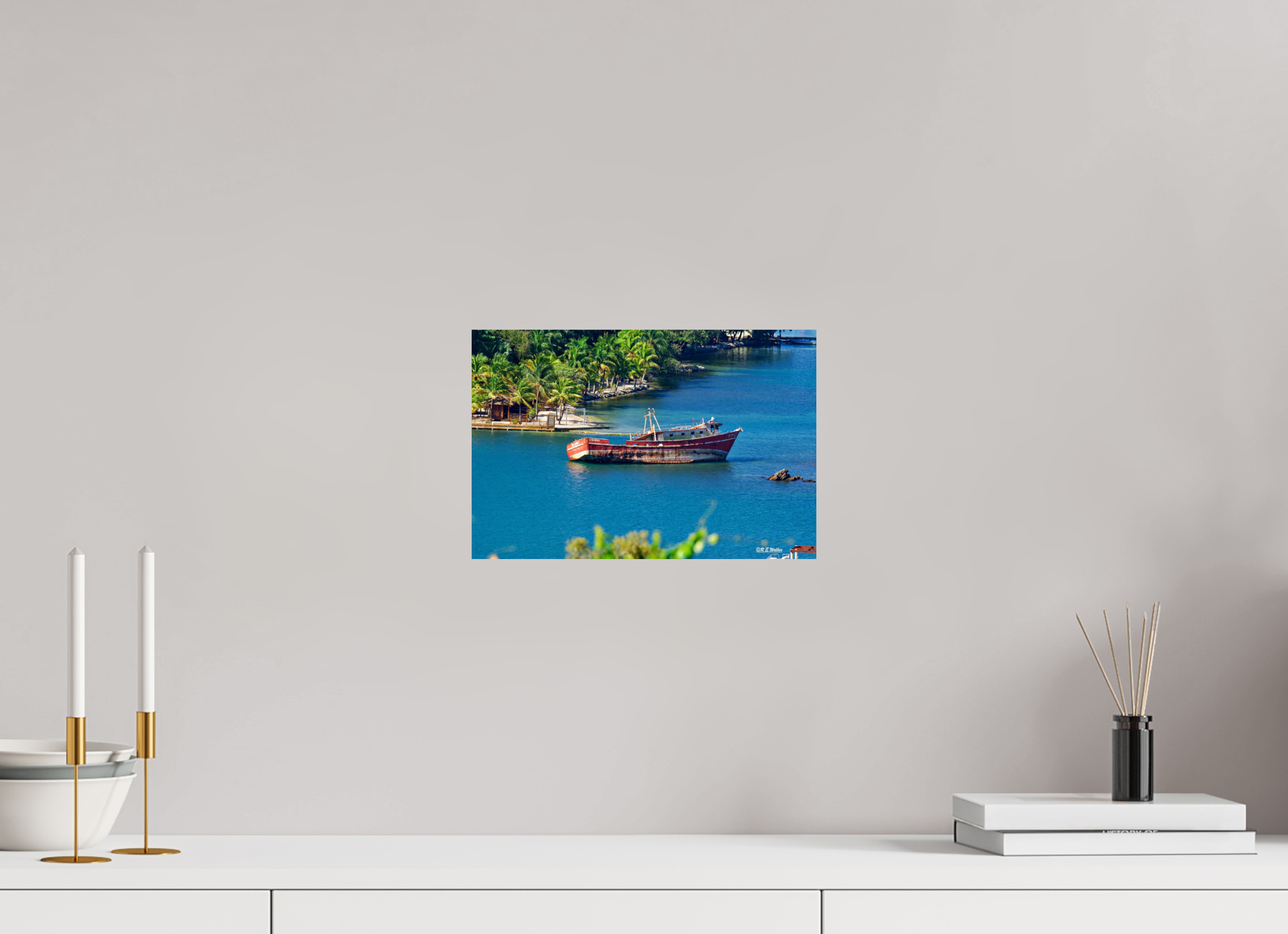 12 x 8″, Glossy Print without border Wreckage in Roatan Honduras