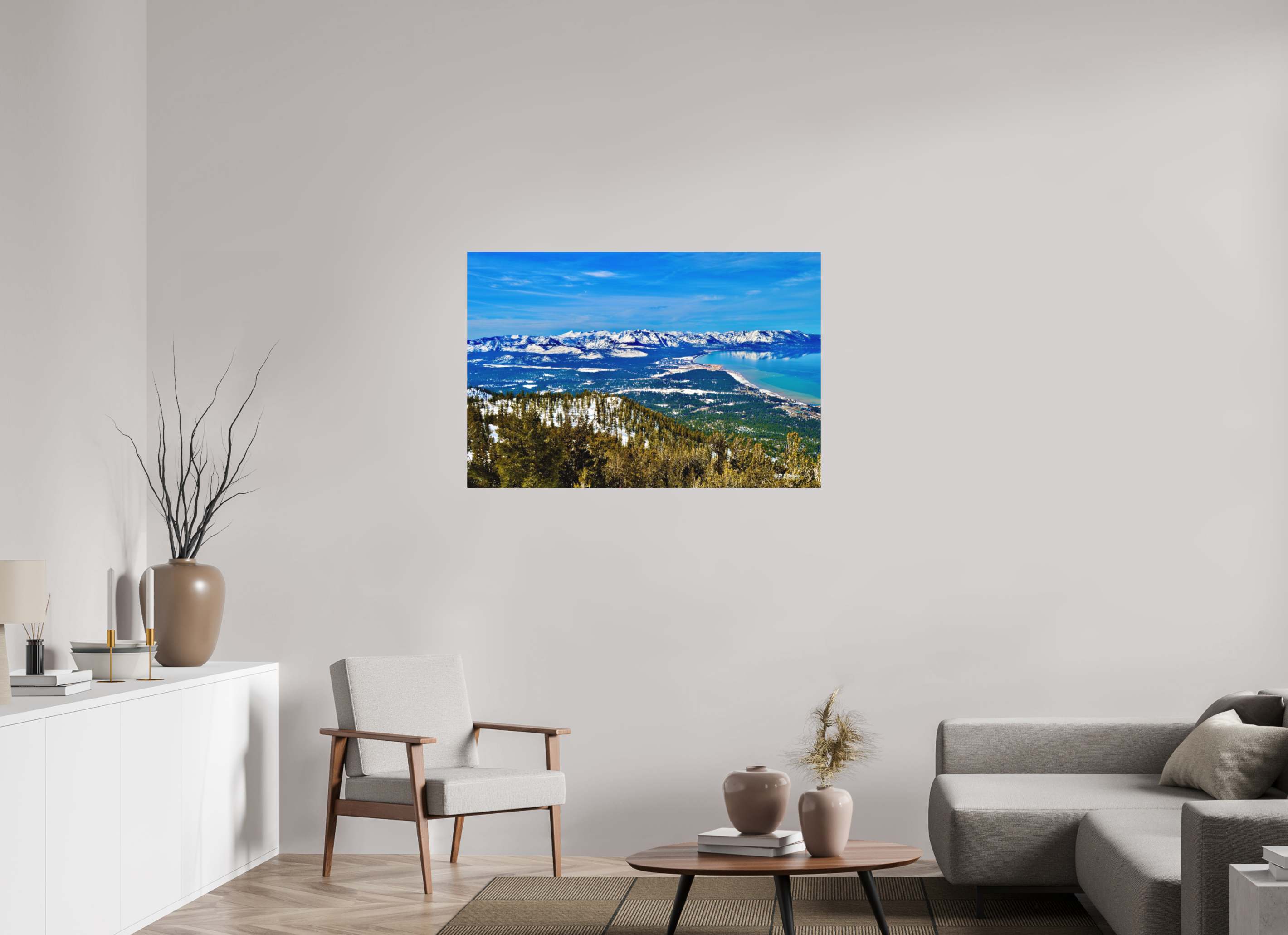 45 x 30″, Aluminum Lake Tahoe Partial View