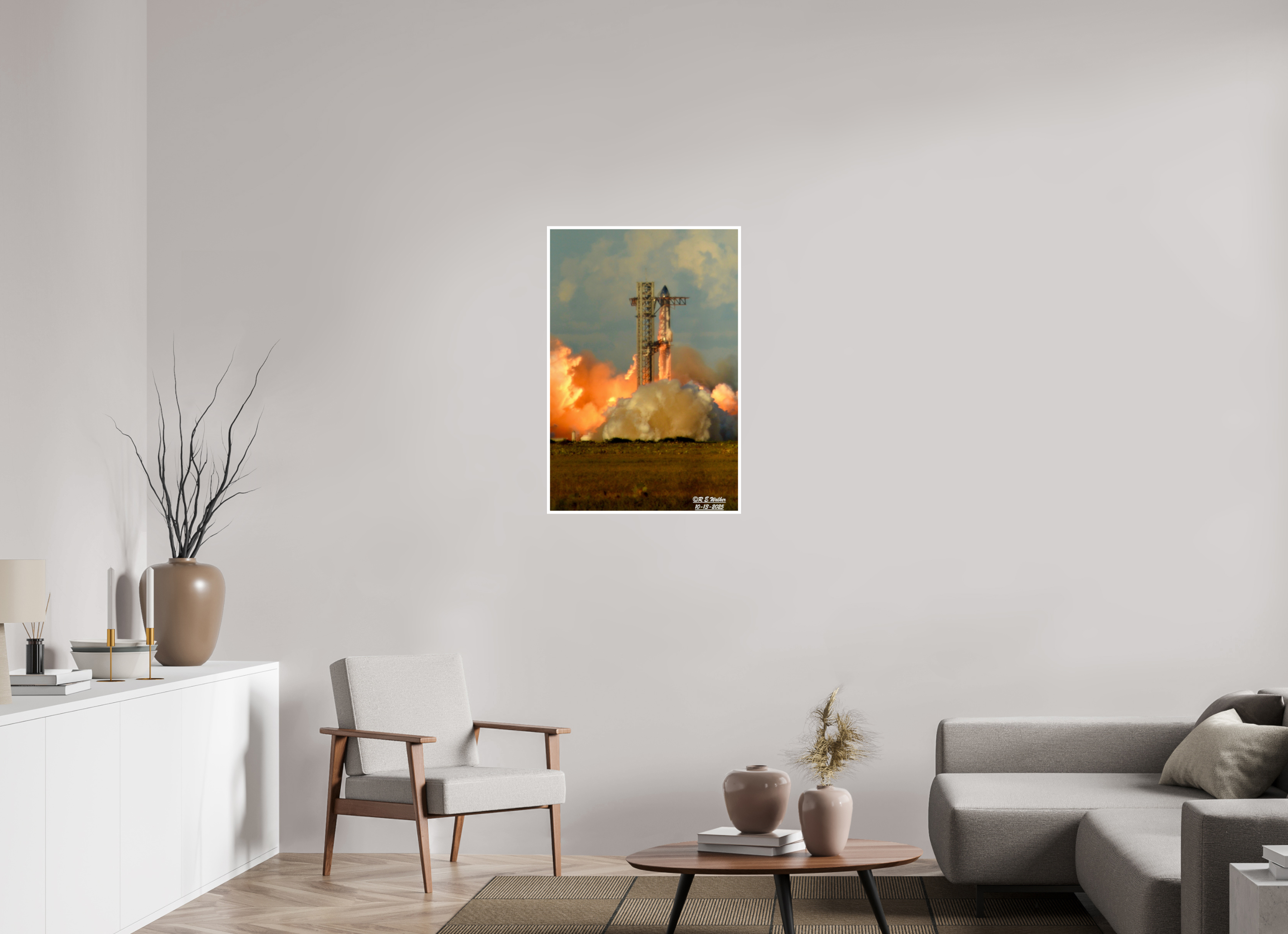 24 x 36″, Print with 0.4in white border SpaceX Starship Launch Ignition