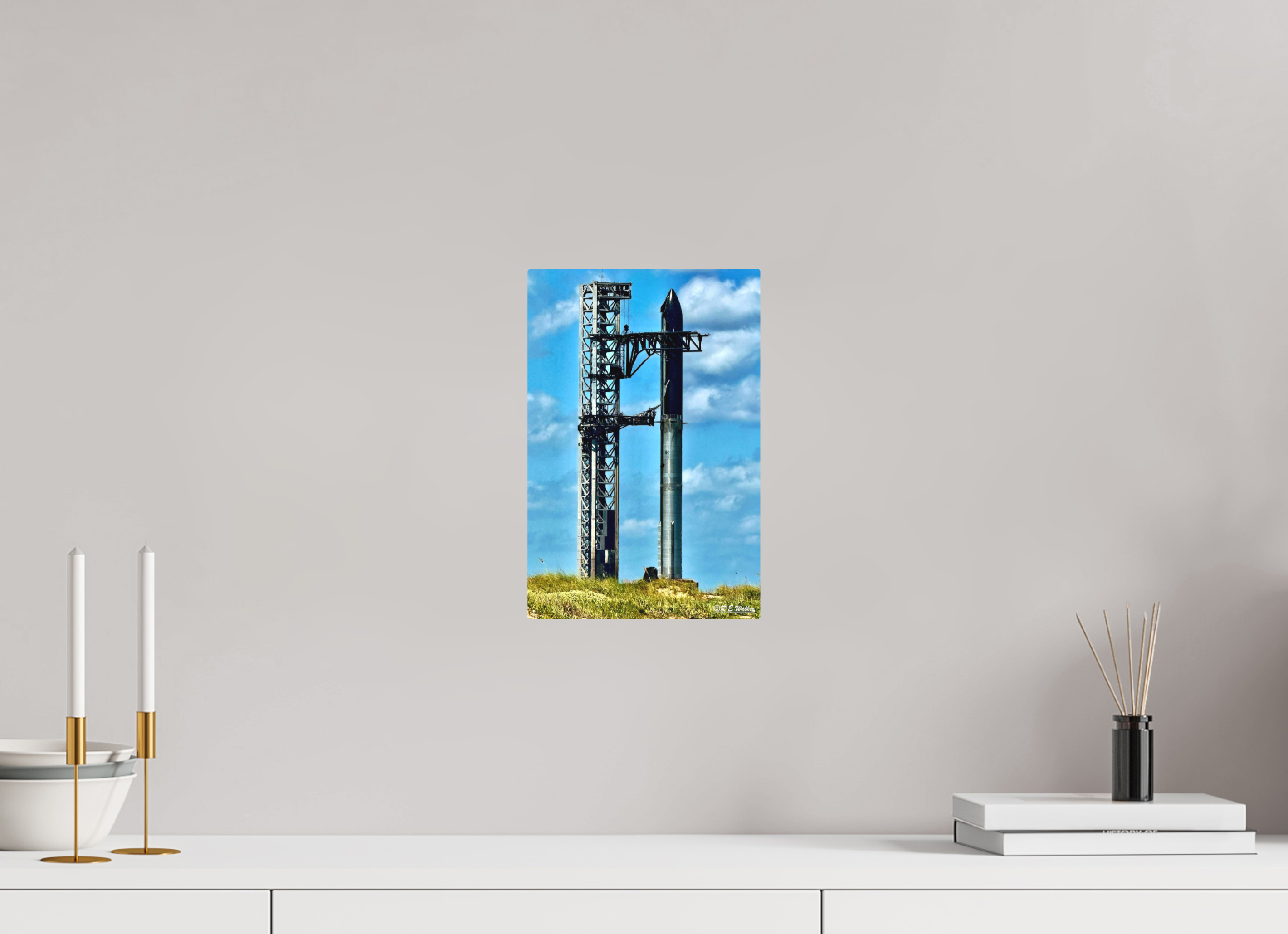8 x 12″, Aluminum SpaceX Starship on Launchpad