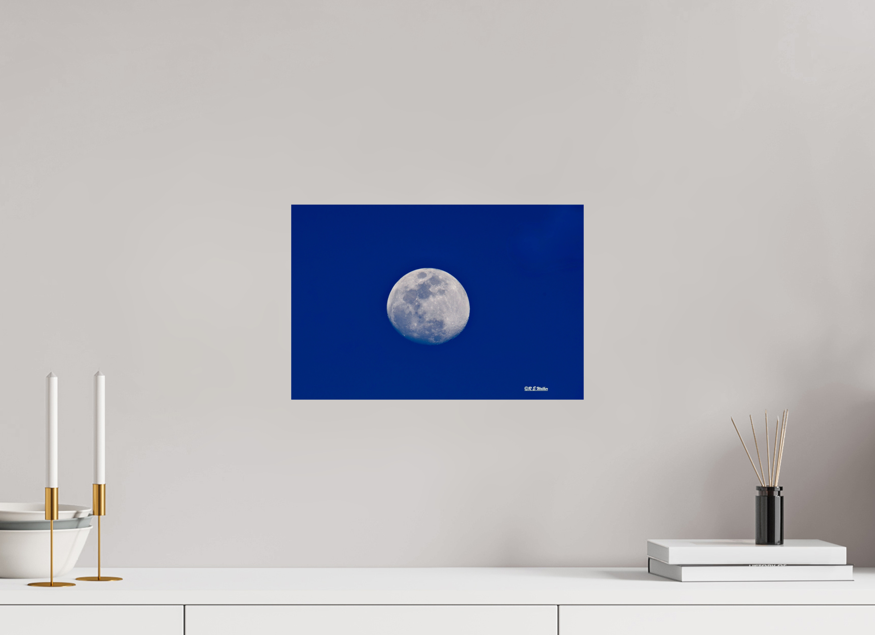 15 x 10″, Glossy Print without border Moon on blue background