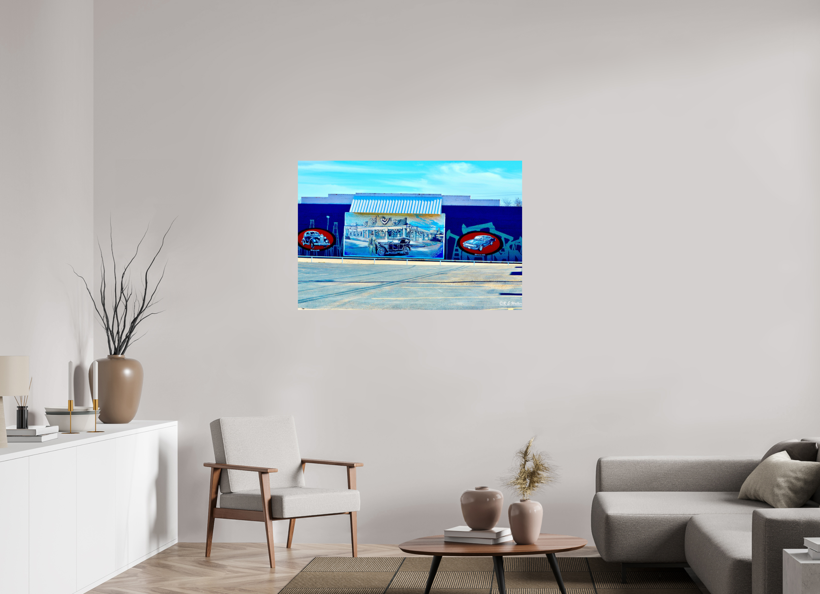 45 x 30″, Glossy Print without border Mural of Cars-Breckenridge, TX