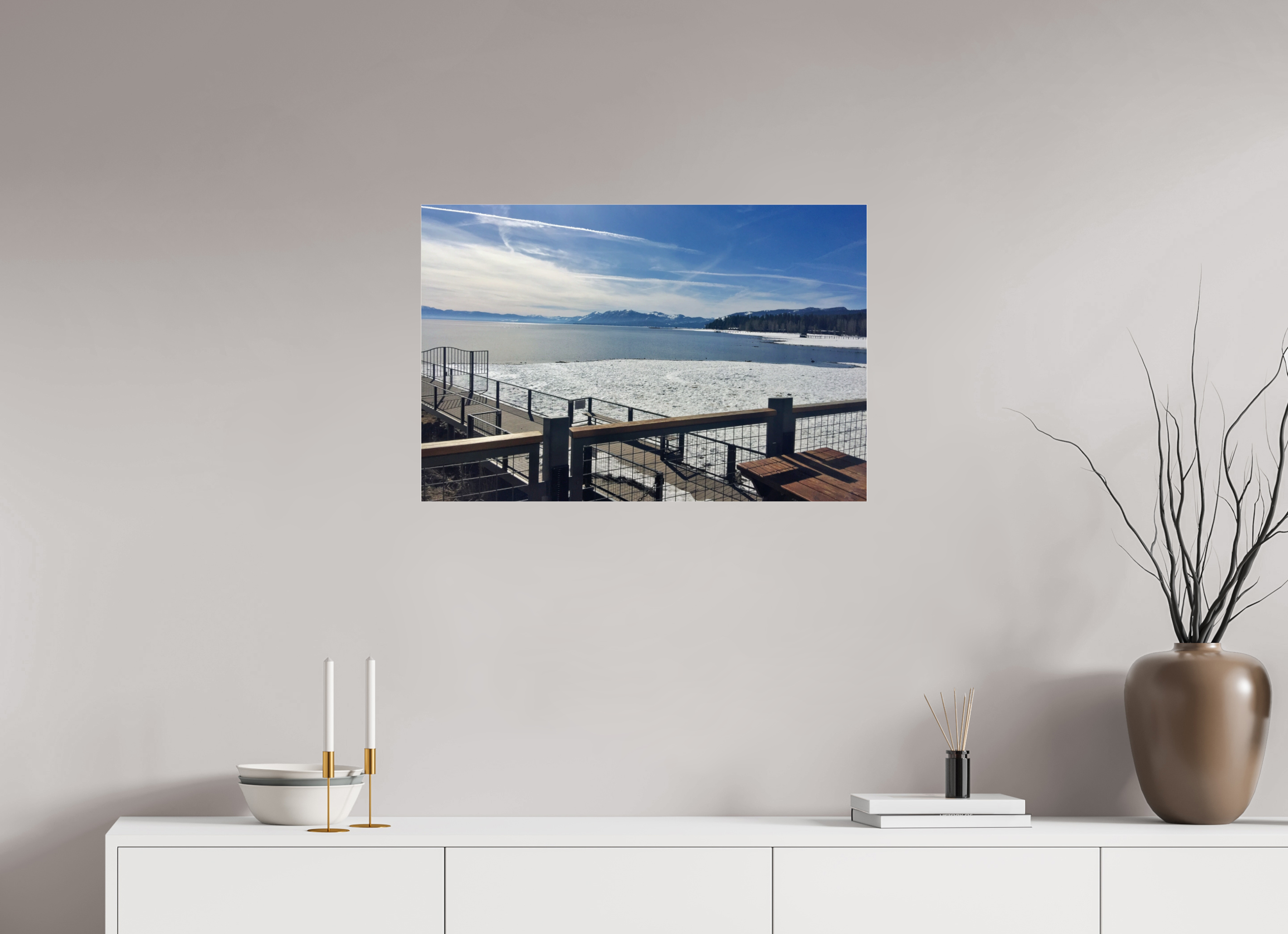 30 x 20″, acrylic-noframe-glossy Tahoe City Lake view