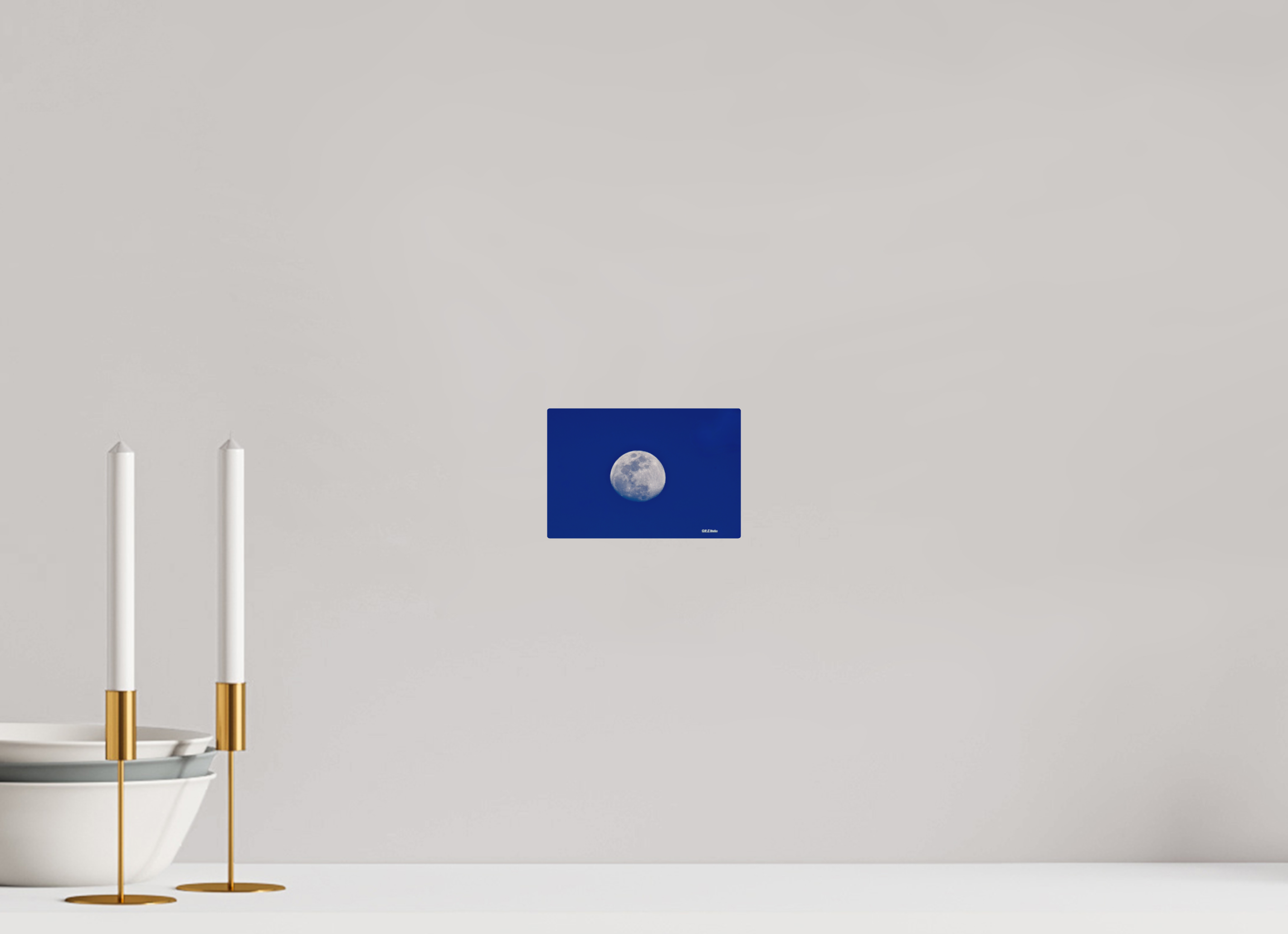 6 x 4″, Aluminum Moon on blue background