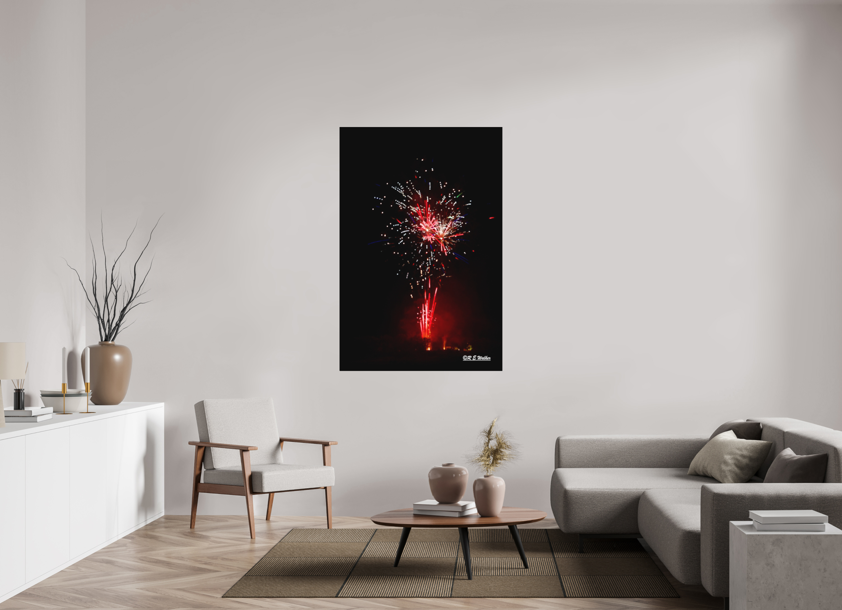 40 x 60″, Aluminum Light Bulb Fireworks