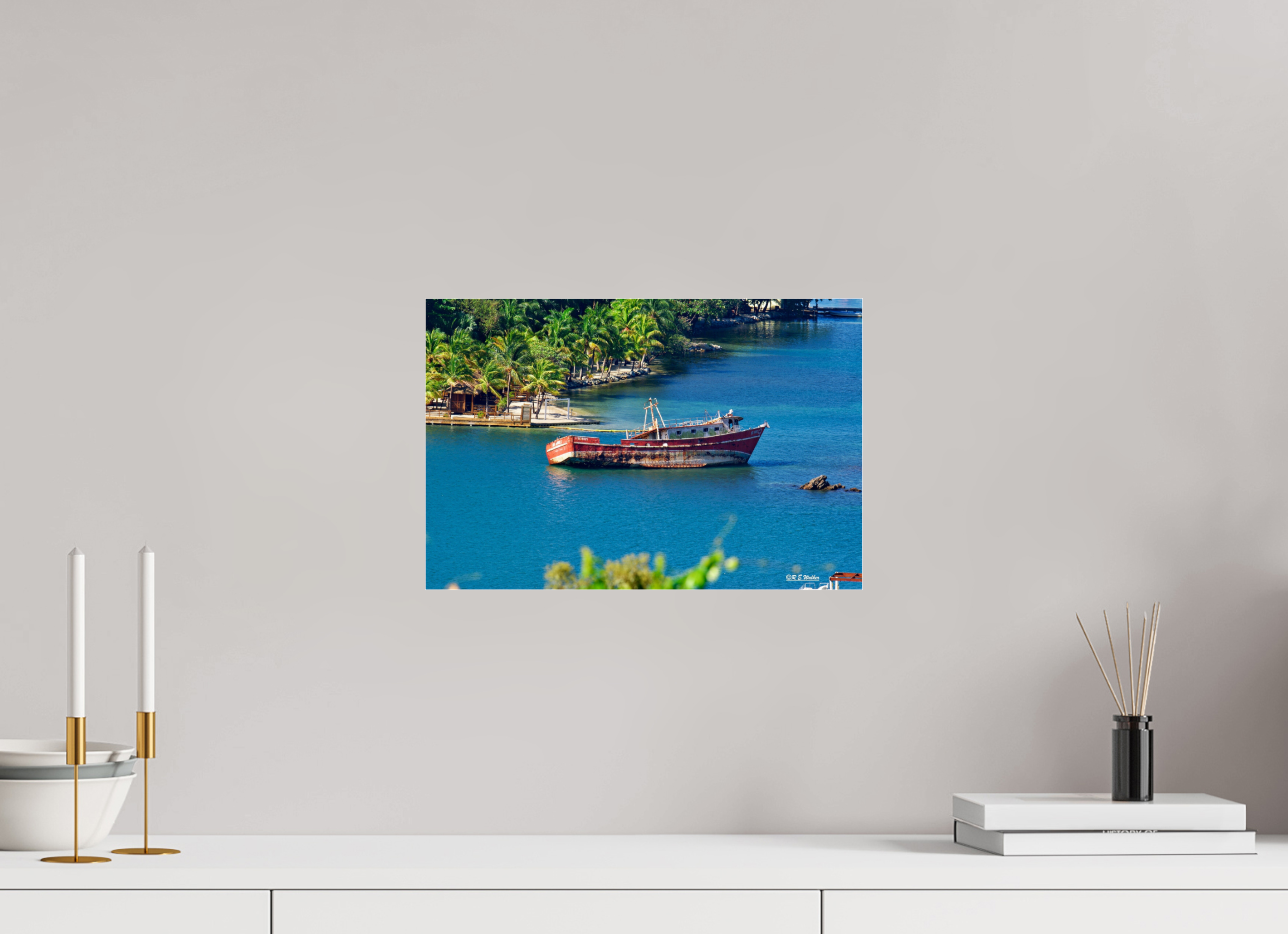 15 x 10″, acrylic-noframe-glossy Wreckage in Roatan Honduras