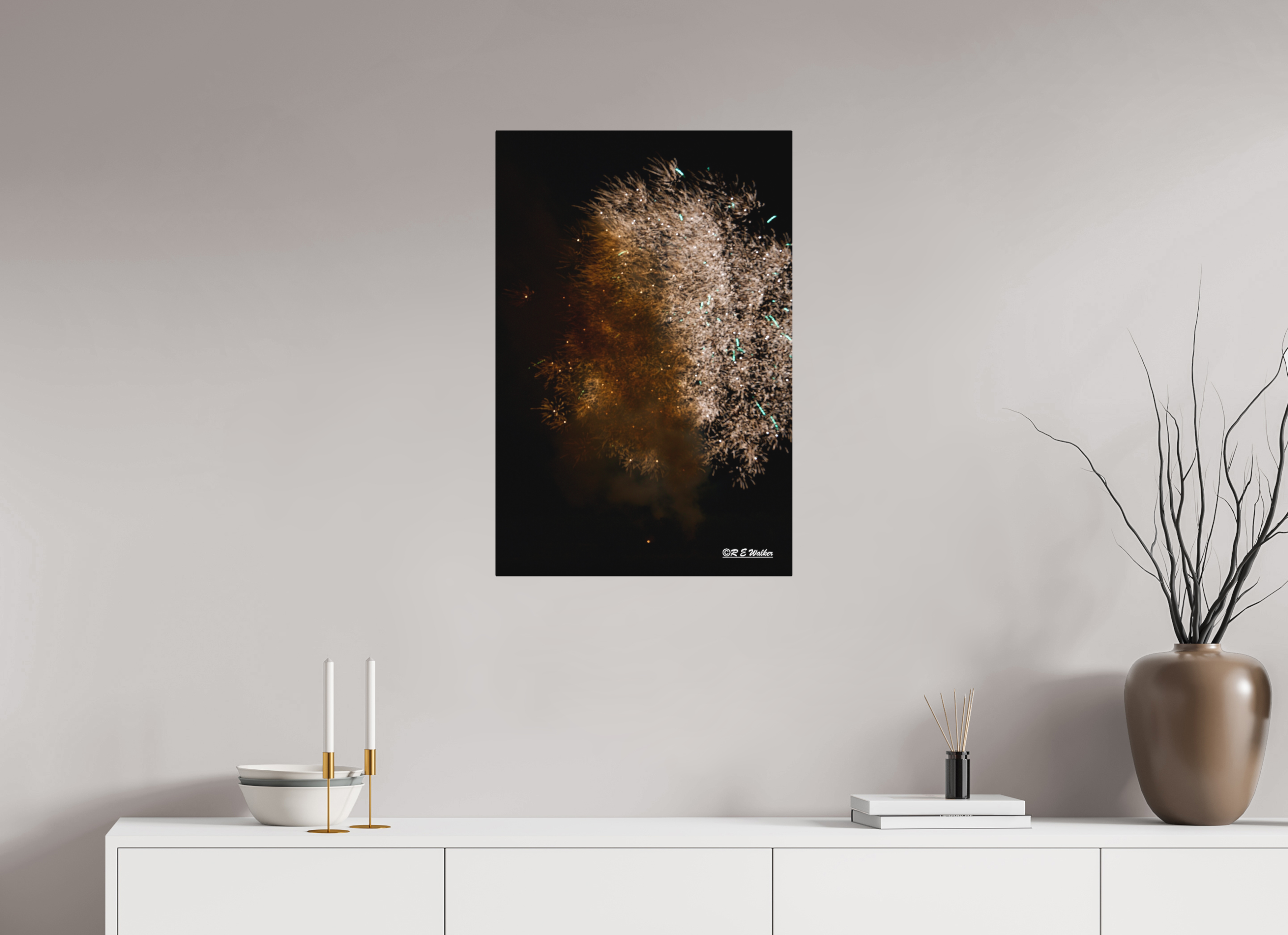 20 x 30″, Aluminum Face in Fireworks