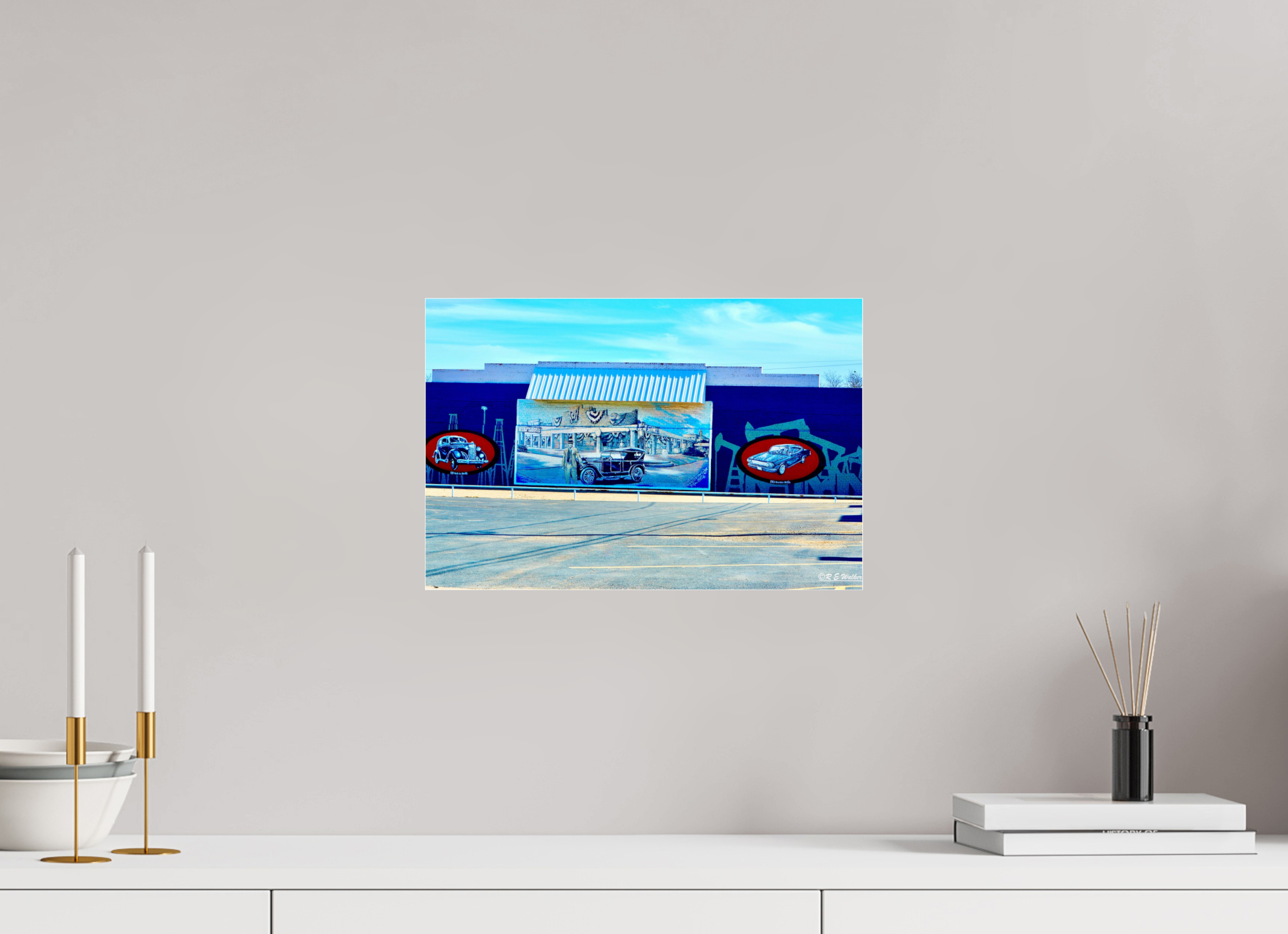15 x 10″, acrylic-noframe-glossy Mural of Cars-Breckenridge, TX