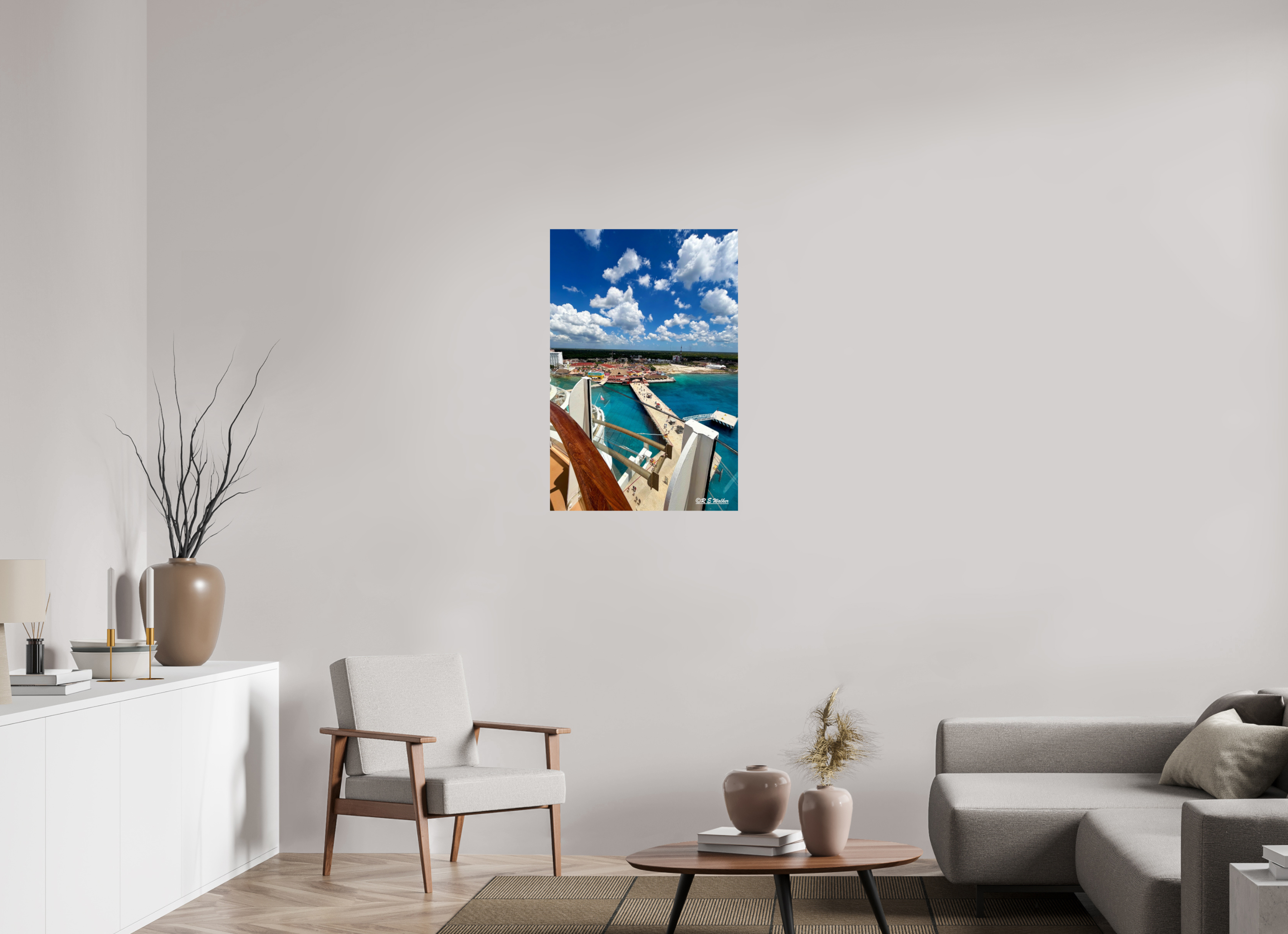 24 x 36″, Glossy Print without border Ship docked view in Cozumel