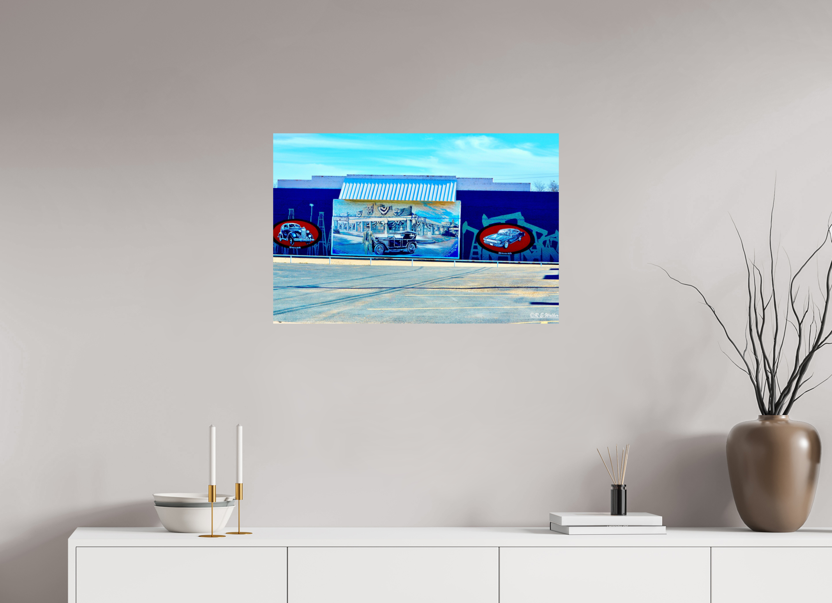 30 x 20″, Glossy Print without border Mural of Cars-Breckenridge, TX