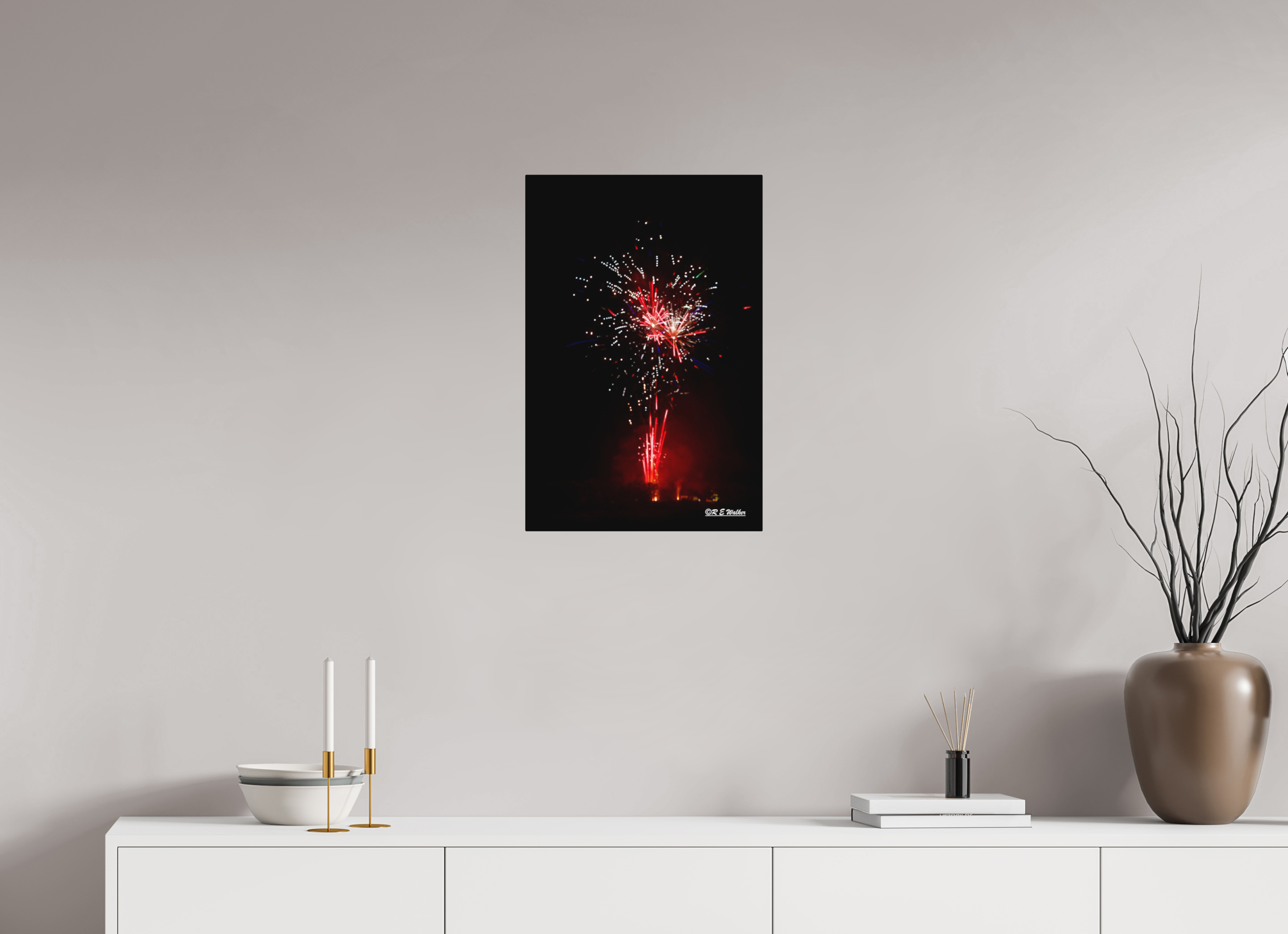 16 x 24″, Aluminum Light Bulb Fireworks