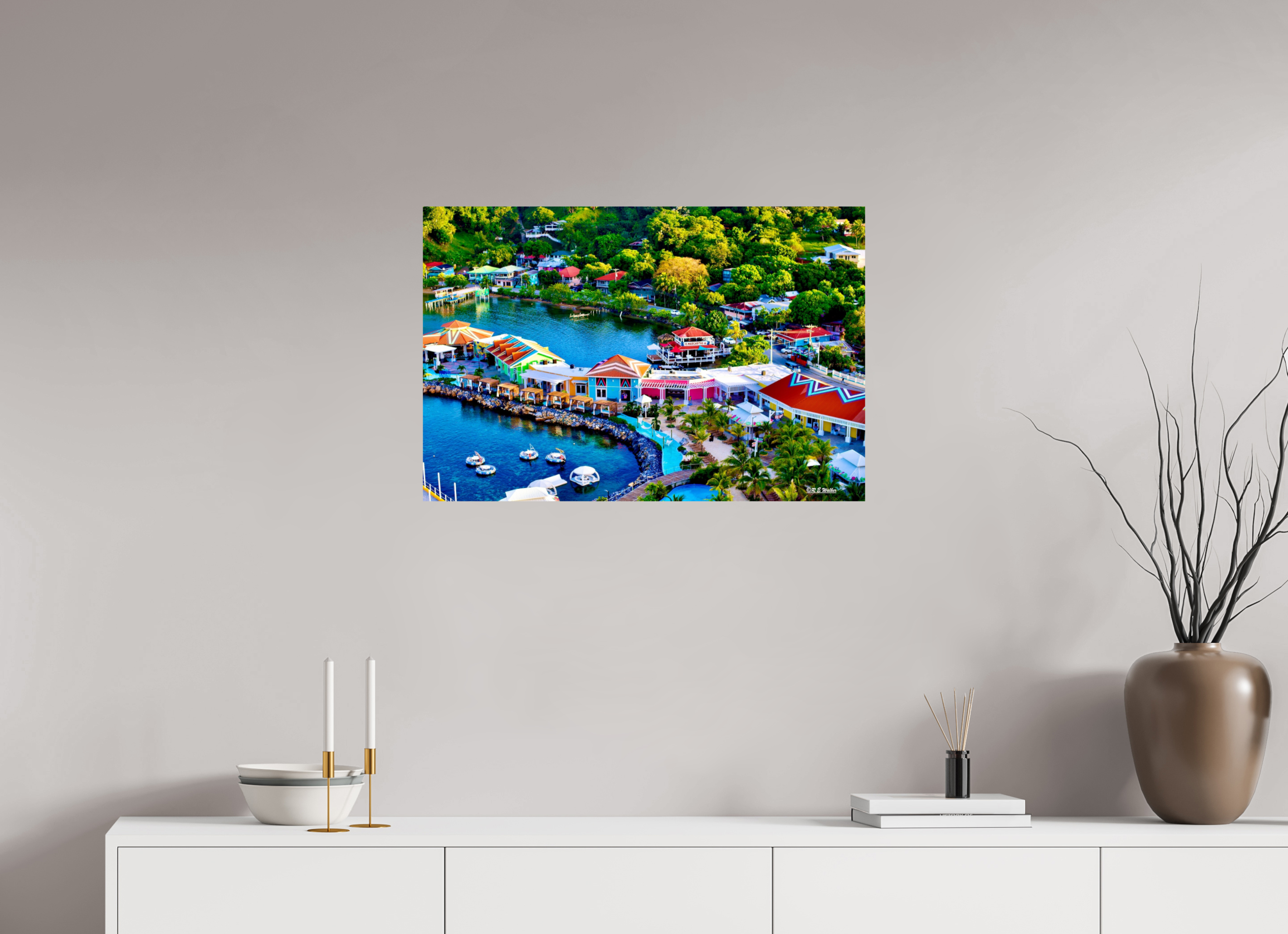 30 x 20″, Glossy Print without border Roatan Port