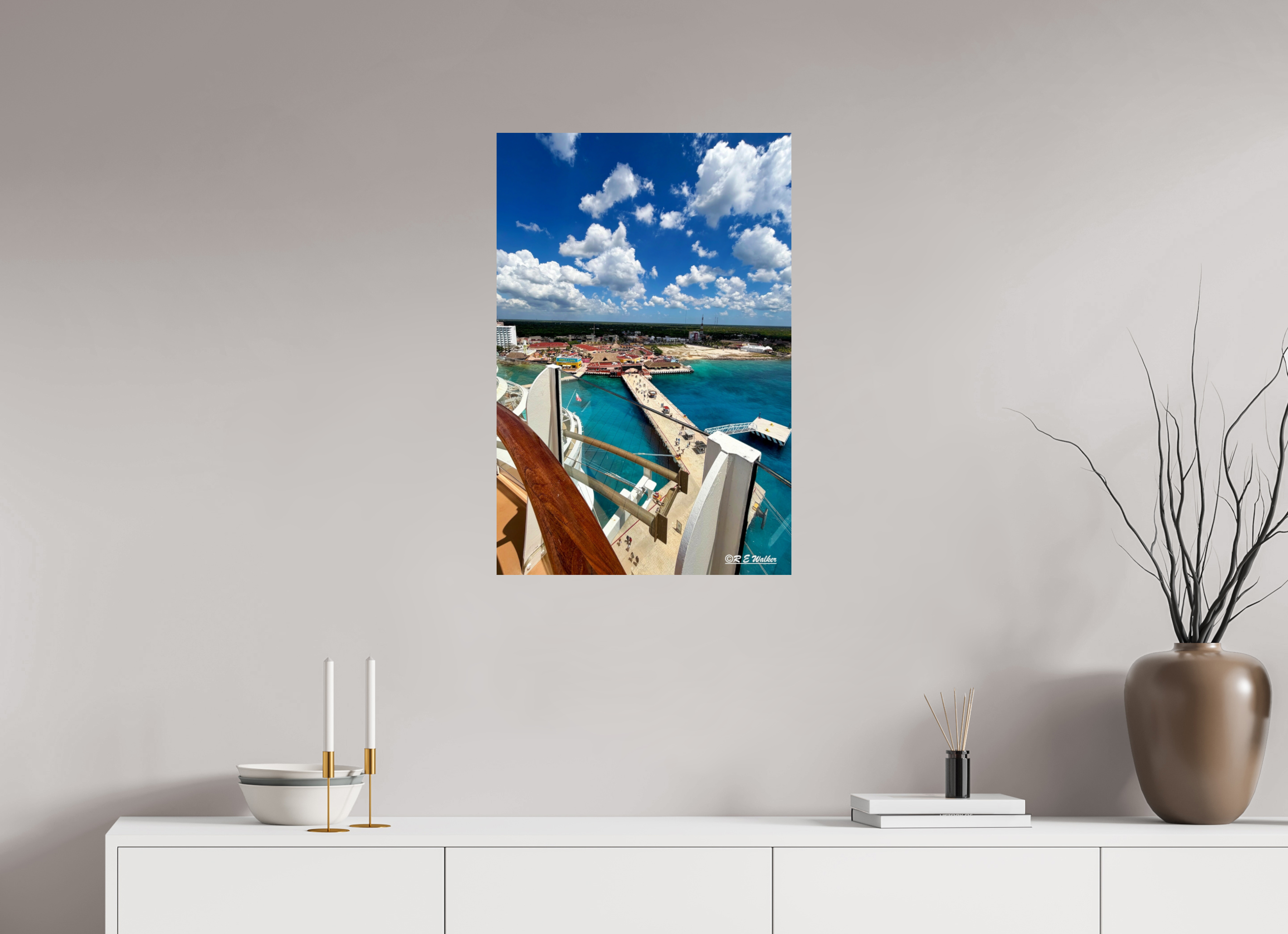 20 x 30″, Glossy Print without border Ship docked view in Cozumel