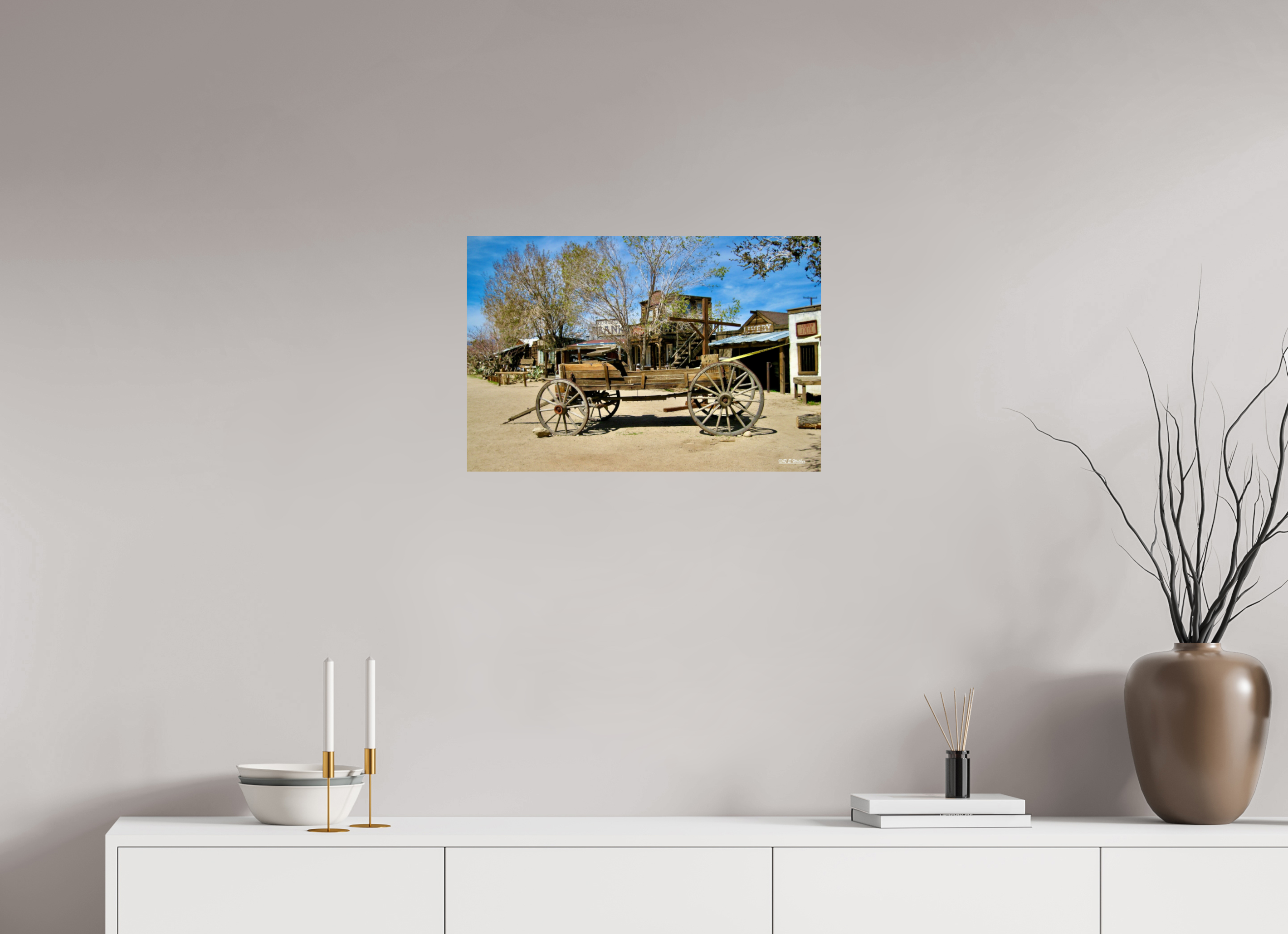 24 x 16″, Glossy Print without border Old Wagon in Pioneer Town, CA