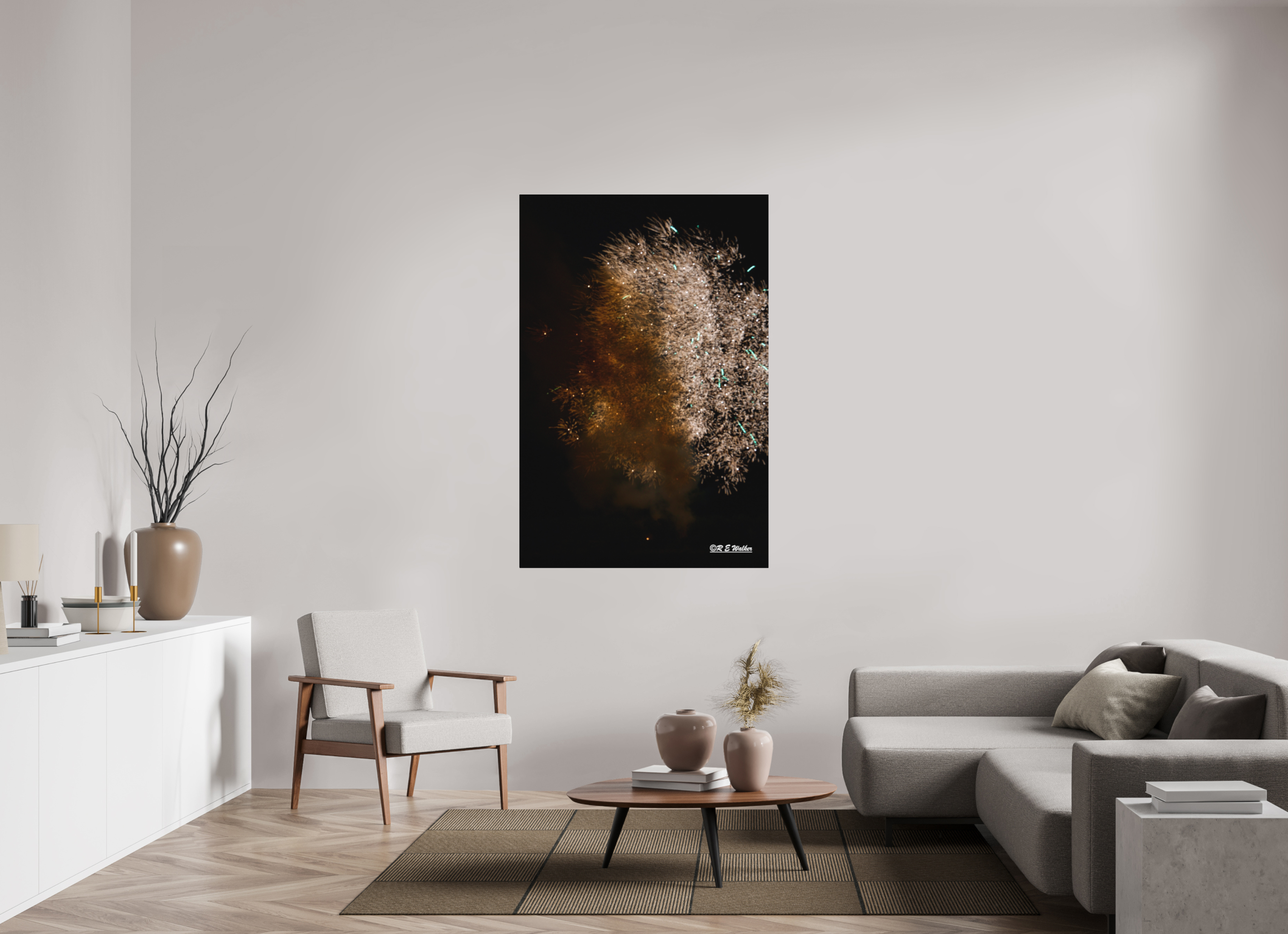 40 x 60″, Aluminum Face in Fireworks