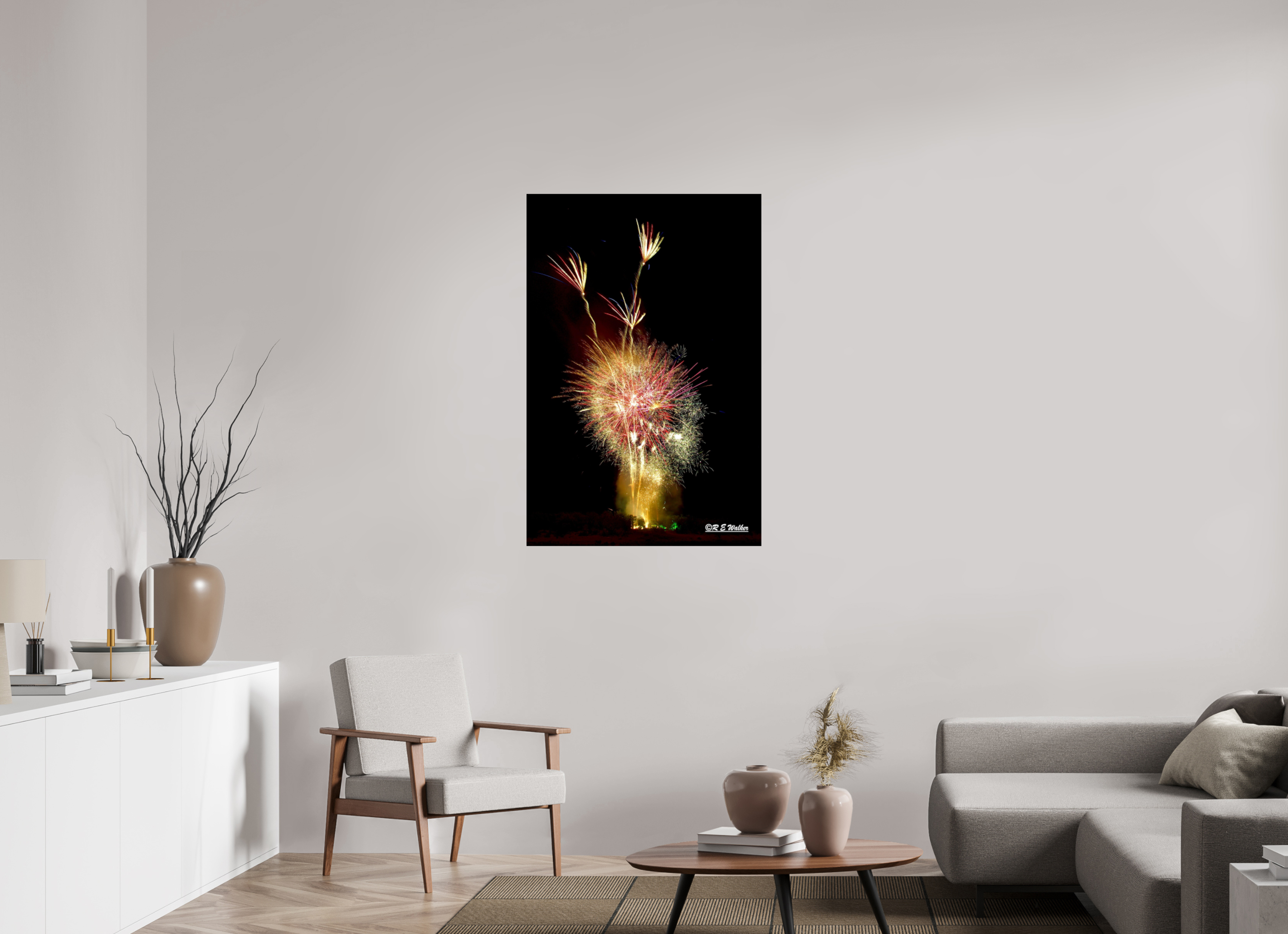 30 x 45″, Glossy Print without border Three Flower Fireworks