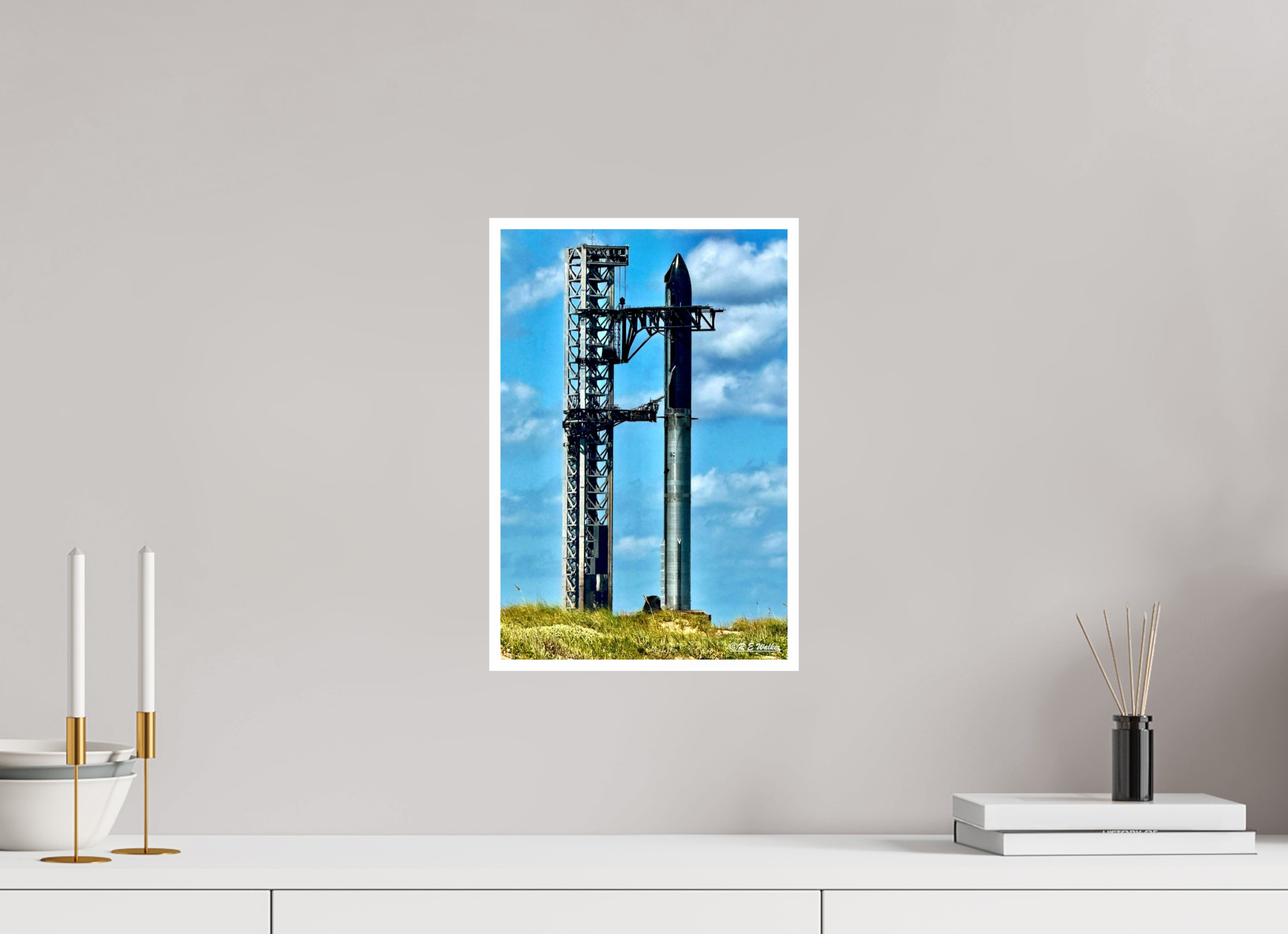 10 x 15″, Print with 0.4in white border SpaceX Starship on Launchpad