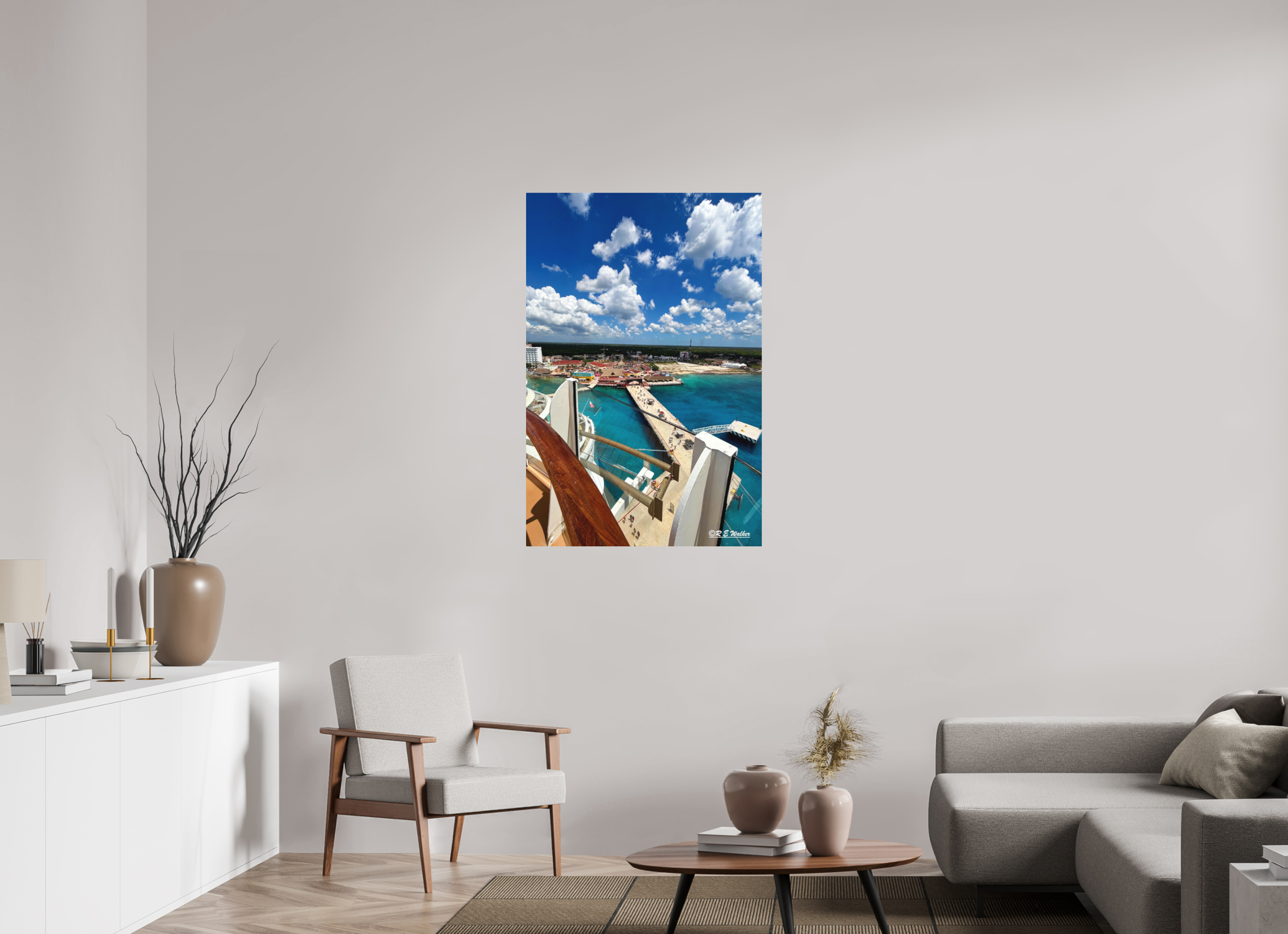 30 x 45″, Aluminum Ship docked view in Cozumel